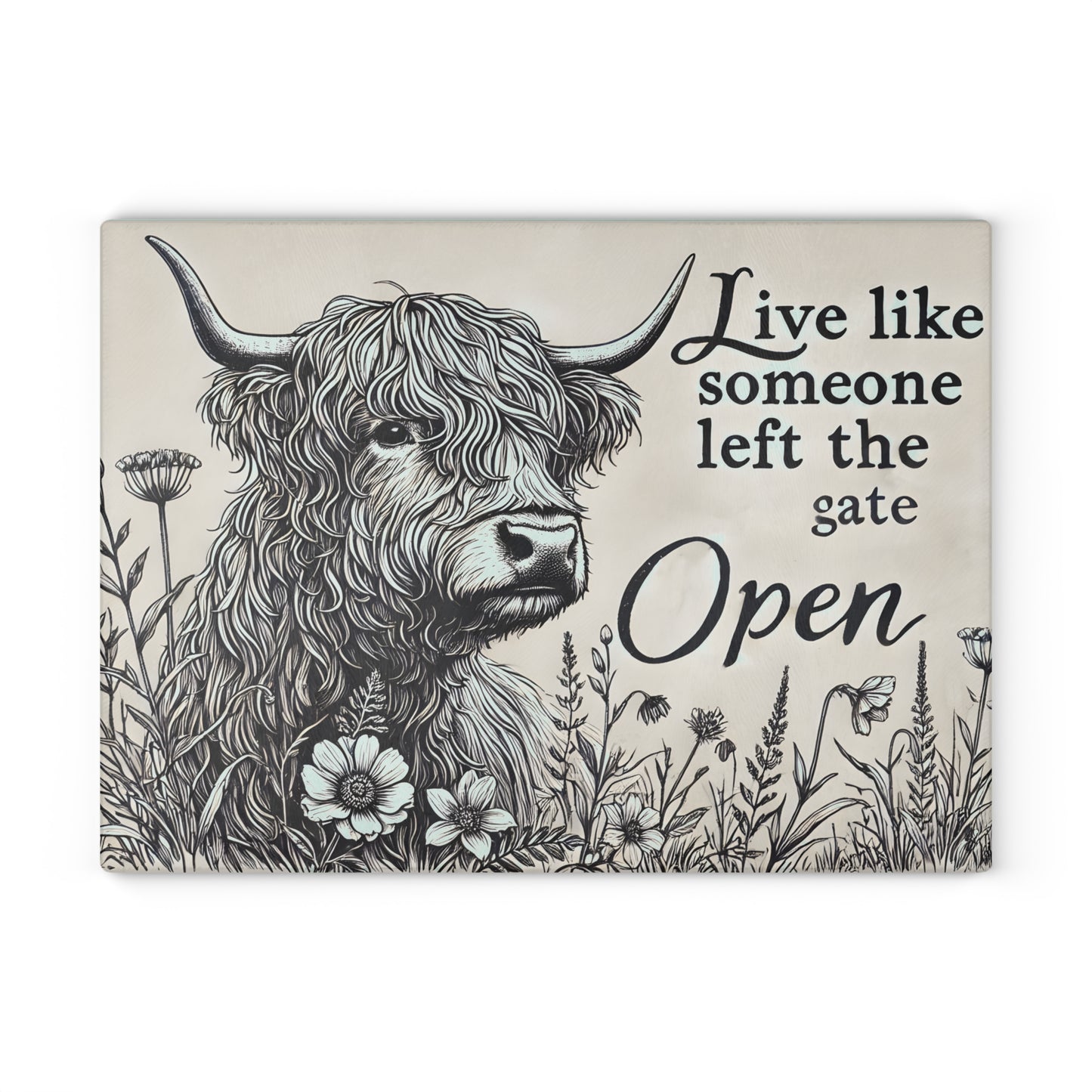 🖤 Highland Cow Sketch Cutting Board – Bold Simplicity & Free-Spirited Farmhouse Flair