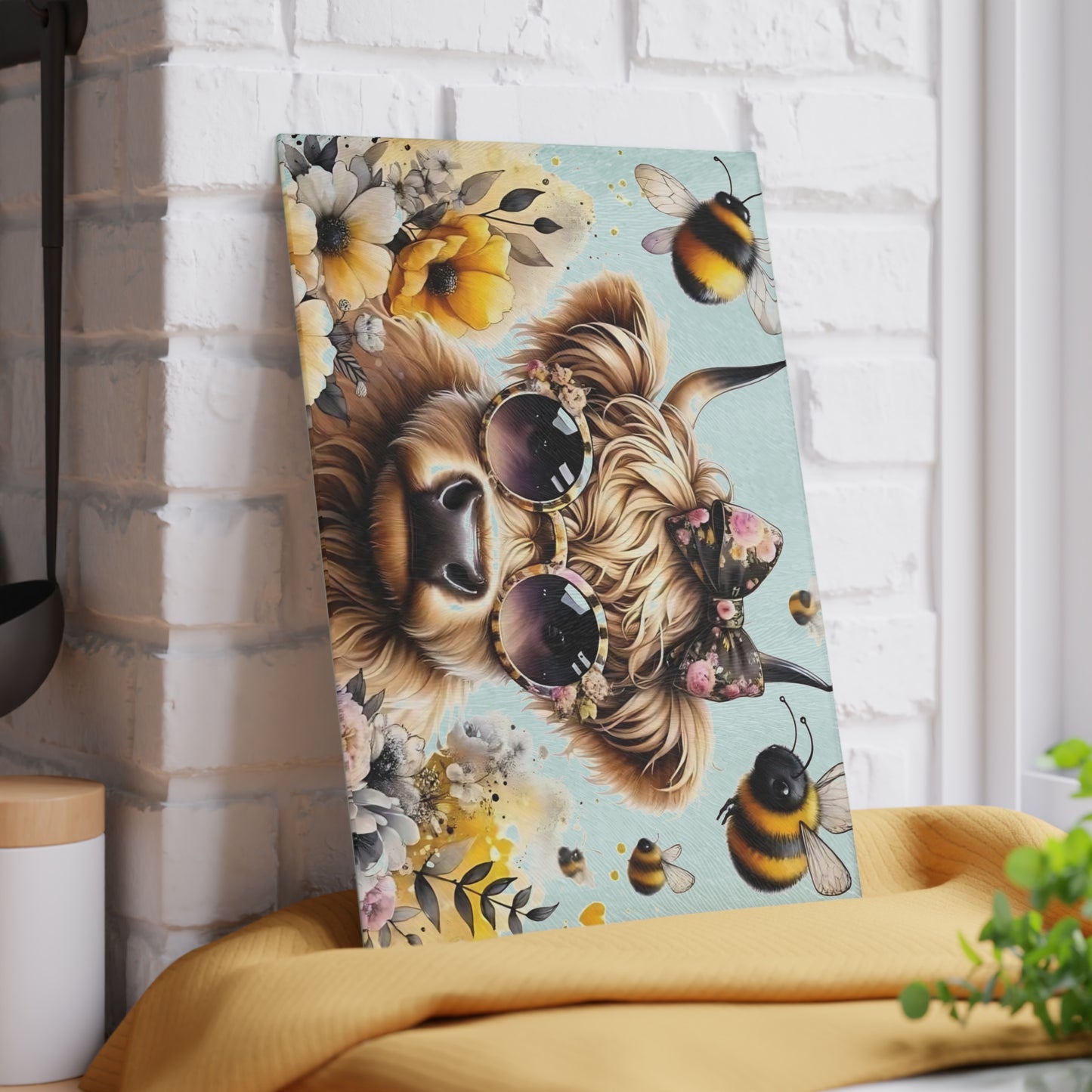 Tabla de cortar de vaca, regalo único, tabla de cortar de vidrio templado, tabla de charcutería, tabla de cortar, regalo de inauguración de la casa, tabla de cortar personalizada