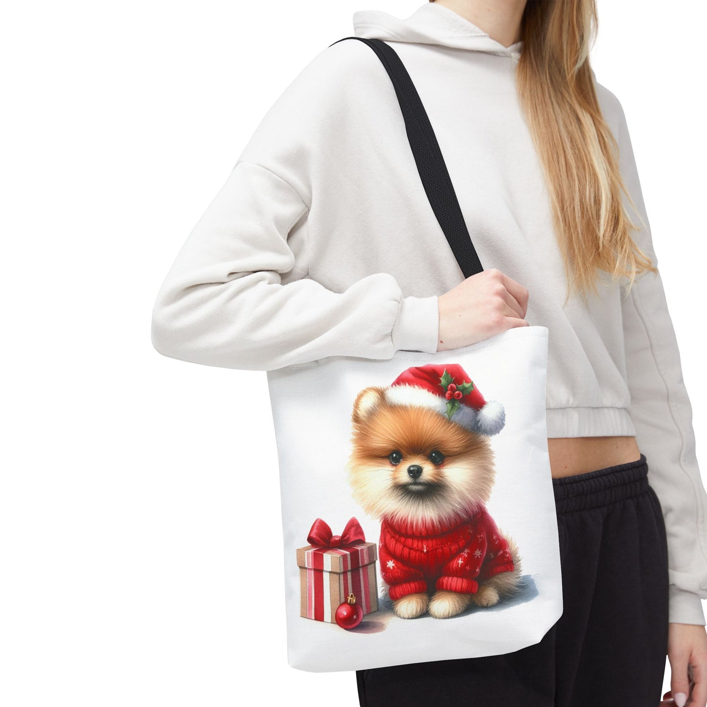 🎄 Pomeranian Christmas Tote Bag – Cozy Fluff & Festive Cheer 🎁🐾