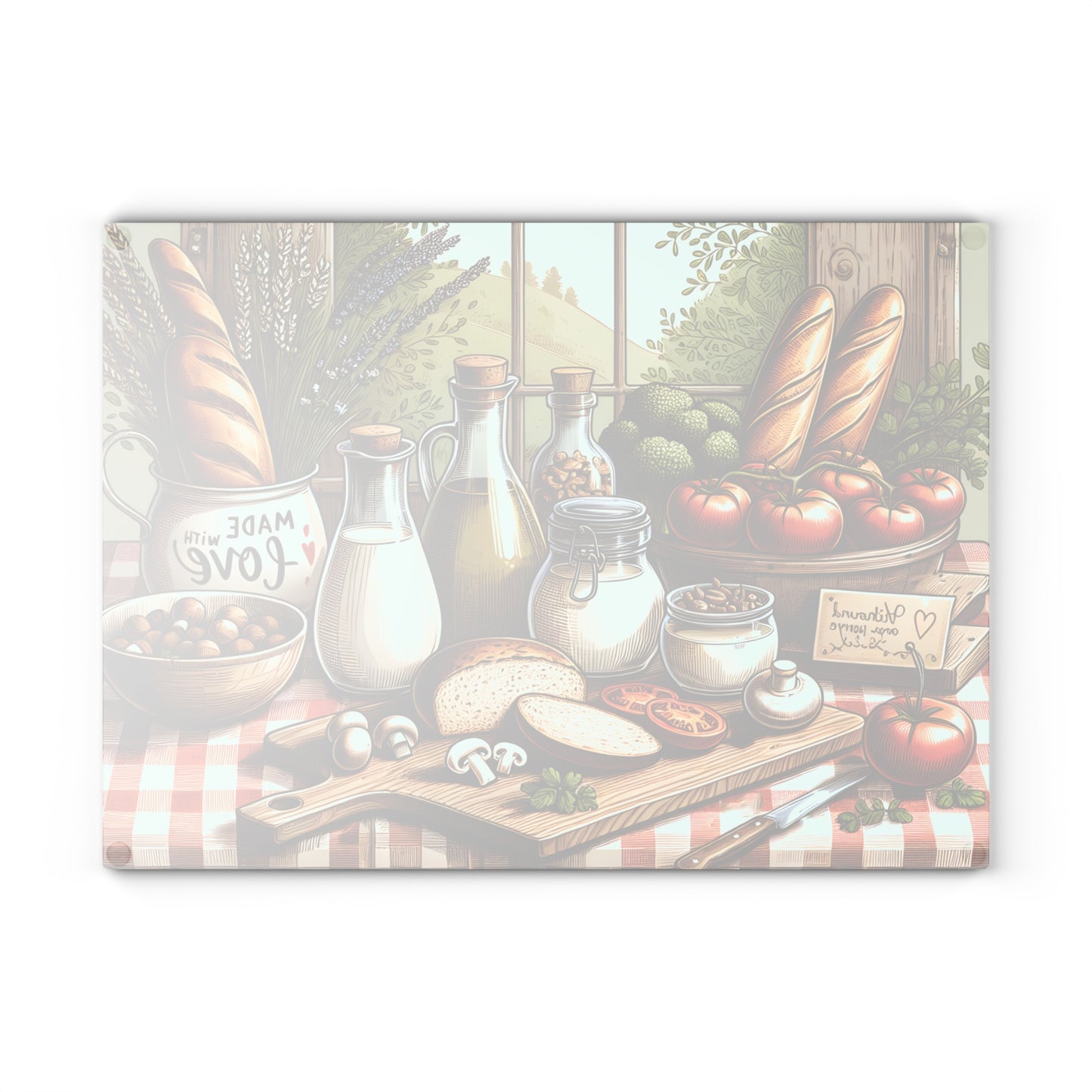 Tabla de cortar de cocina con ingredientes frescos de granja: un toque rústico para tu espacio culinario