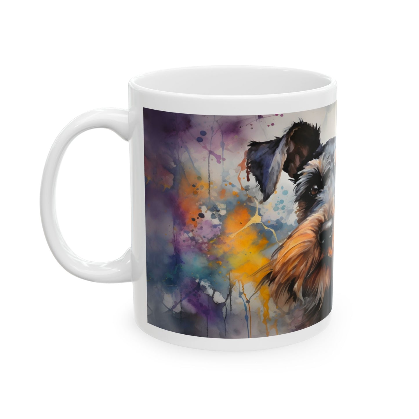 Taza de acuarela con diseño de Schnauzer: ¡Un toque de personalidad y color!