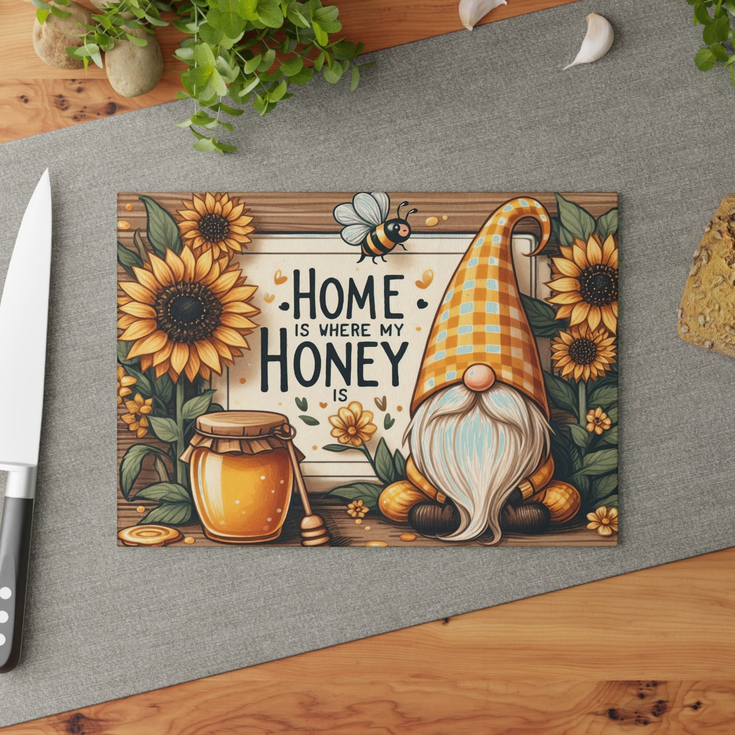 Tabla de cortar "El hogar es donde está mi amor": un dulce encanto campestre para tu cocina