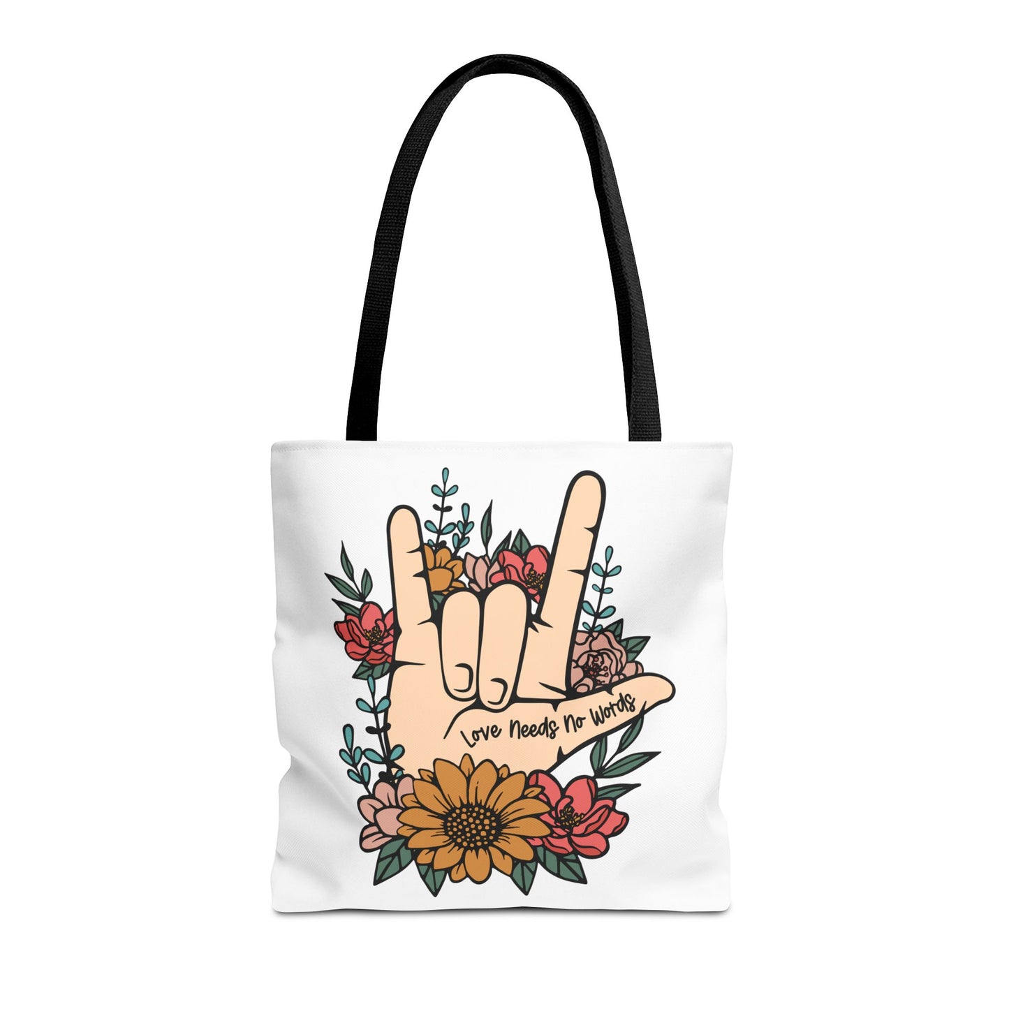 Bolsa de tela con gesto de "Te amo" en ASL (siglas en inglés)