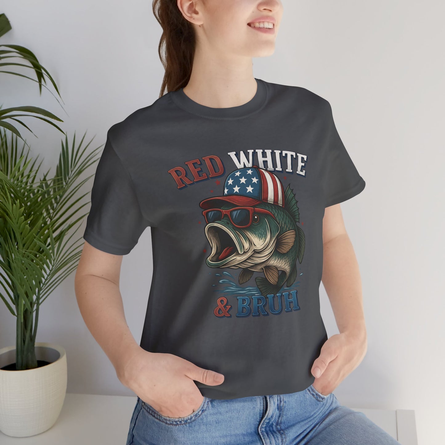 Divertida camiseta patriótica de pescado, con estampado rojo, blanco y negro, unisex, ideal para el 4 de julio, regalo para papá, ideal para barbacoas de verano.