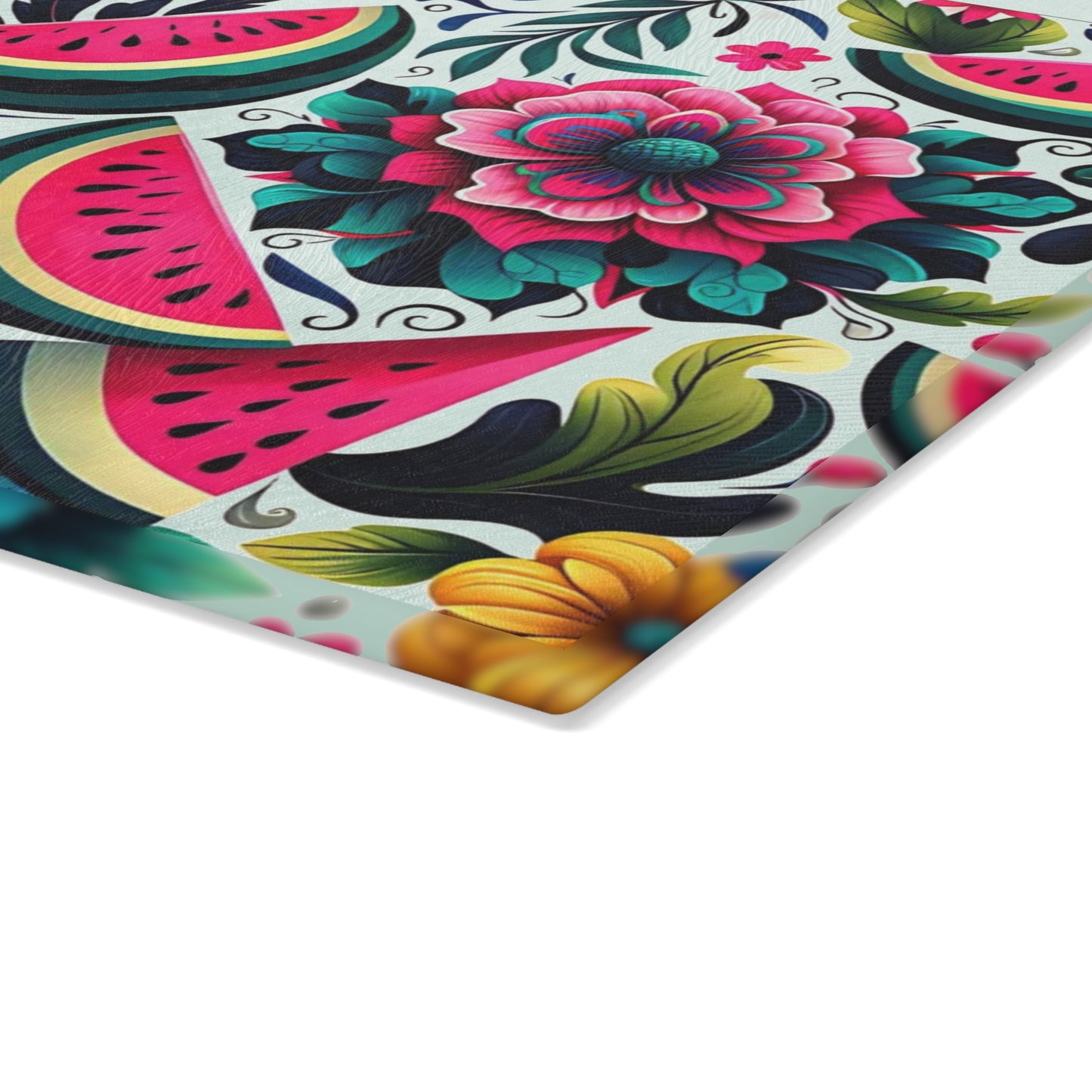 🍉🌺 Watermelon Floral Cutting Board – Summer Freshness Meets Vibrant Charm 🌸🌿