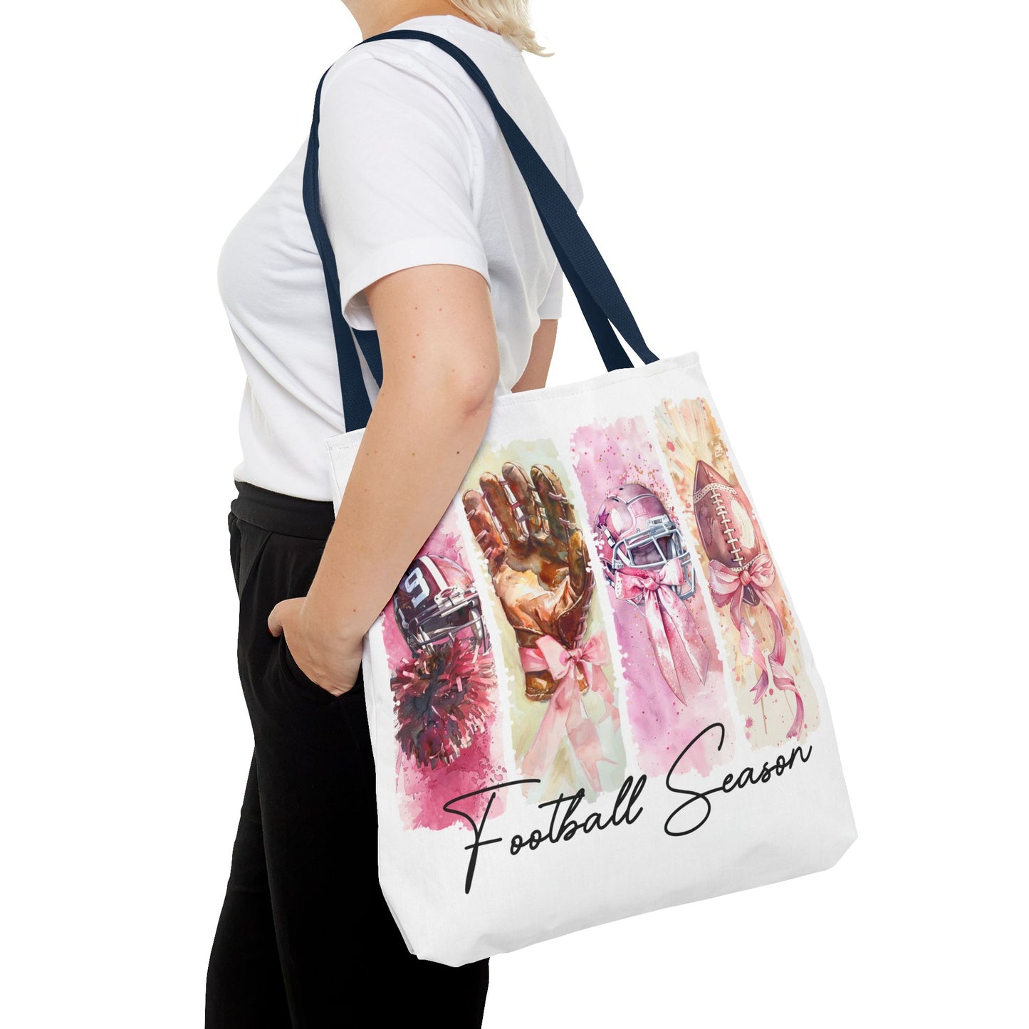 🏈 Game Day Pink Awareness Tote Bag – Sporty Style with a Purpose 🎀👜