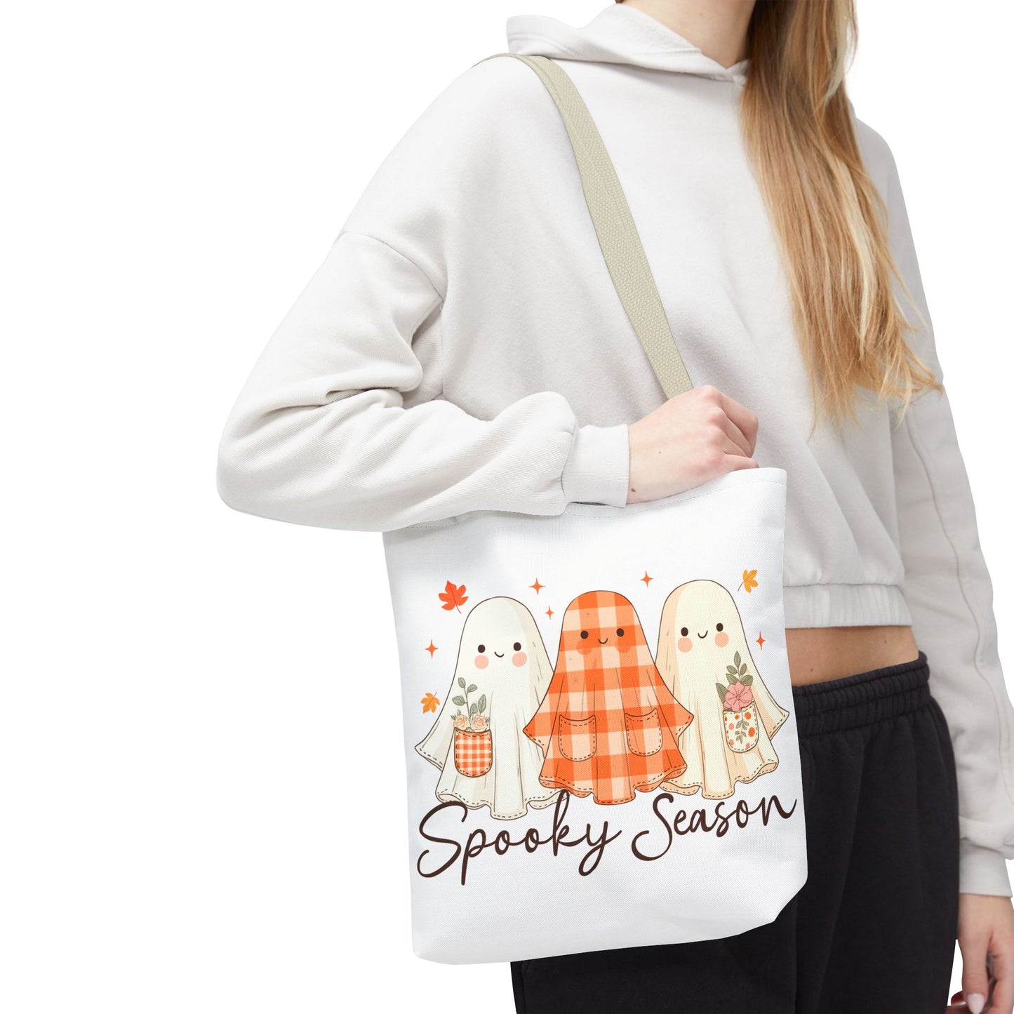 ๐ป Spooky Season Ghost Friends Tote Bag โ Cozy Fall Vibes with a Cute Twist ๐๐