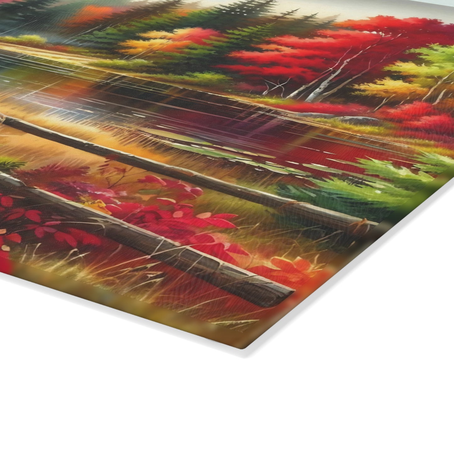 🍂 Autumn Lake Path Cutting Board – Tranquil Forest Beauty for Your Fall Kitchen