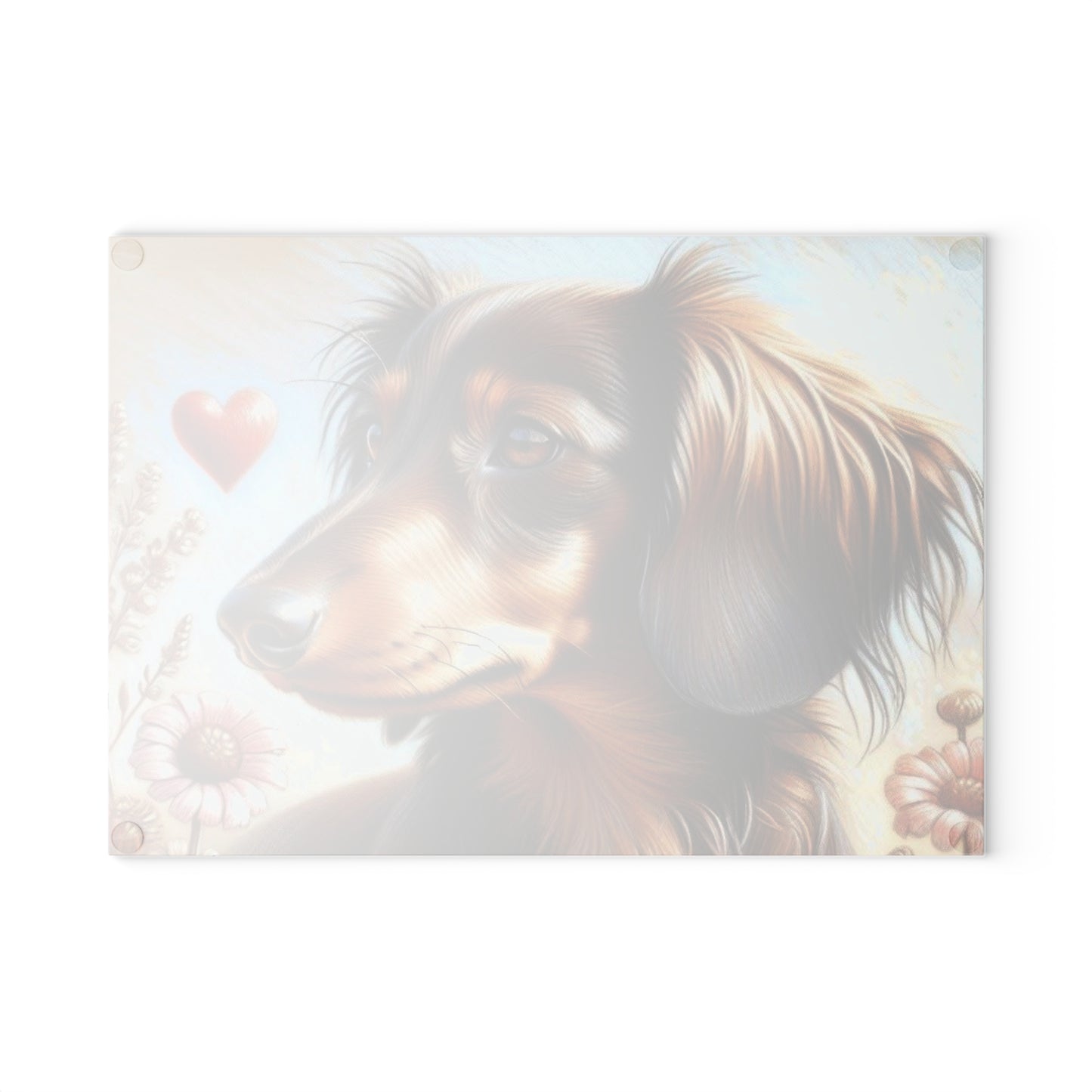 🐾 Dachshund Love Cutting Board – Whimsical Heart & Floral Charm for Your Kitchen