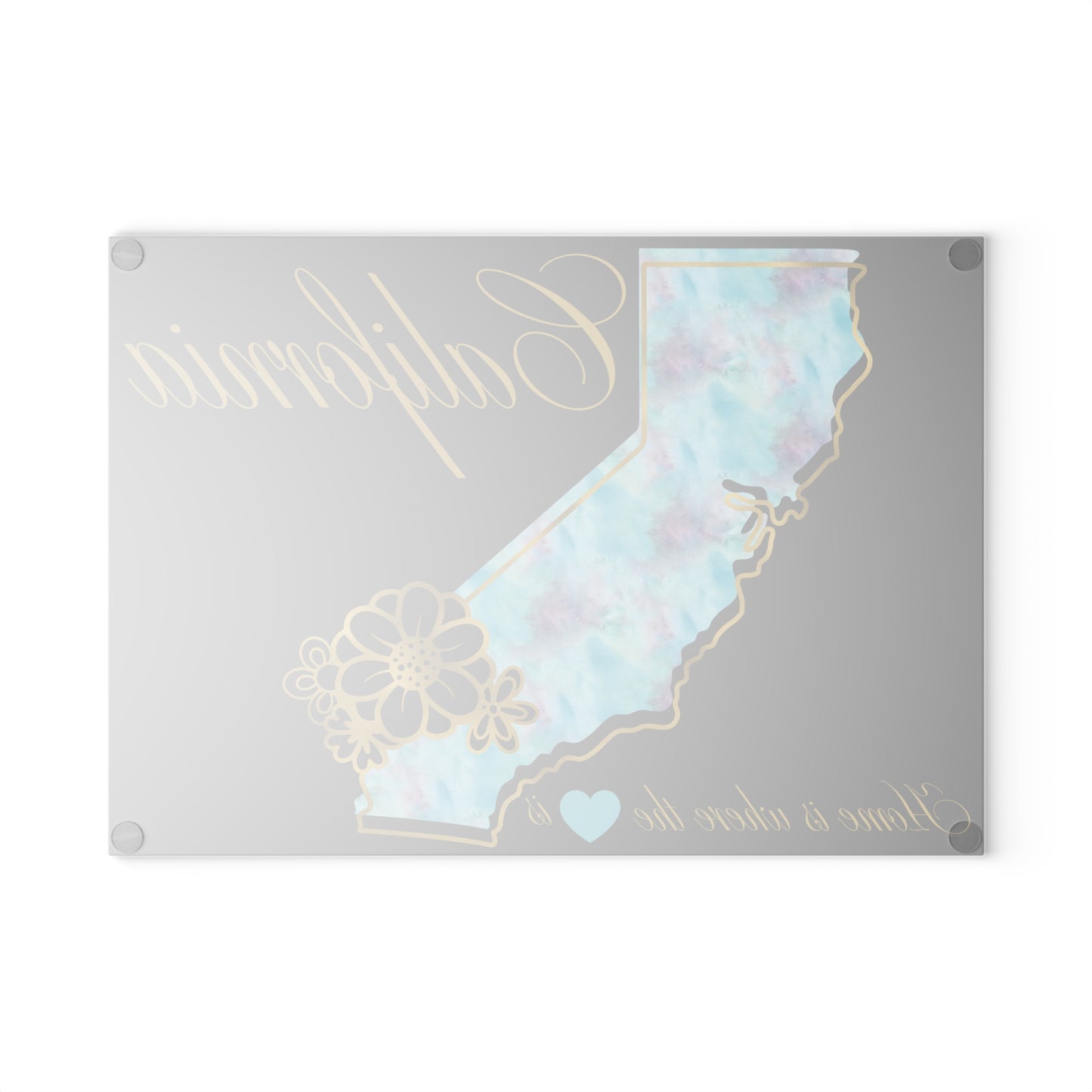 🪷 California Floral State Cutting Board – Watercolor West Coast Elegance for Your Kitchen 🌊