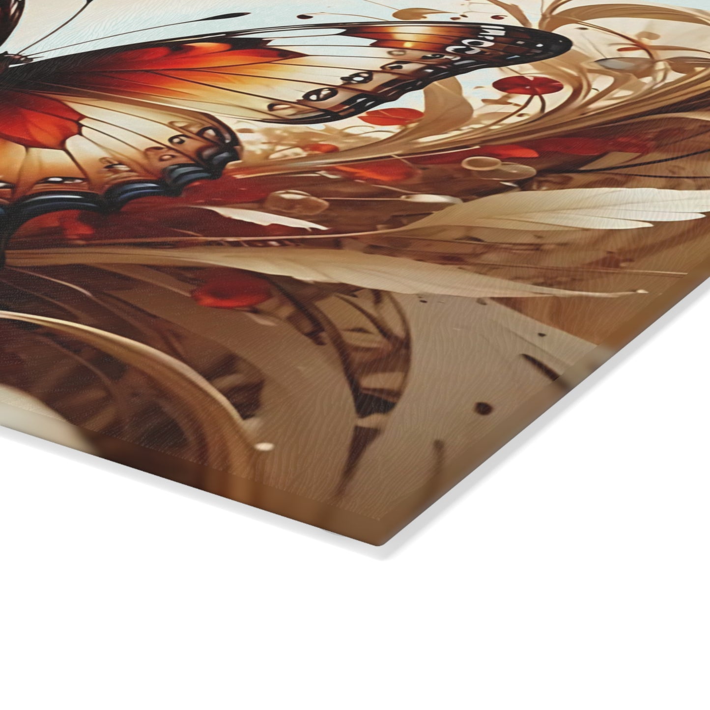 Hermosa tabla de cortar de vidrio con forma de mariposa, decoración de mariposas, tabla de cortar, decoración de cocina, arte de cocina, tabla para servir, regalo de pavo real, regalo de mariposa, tabla de cortar floral