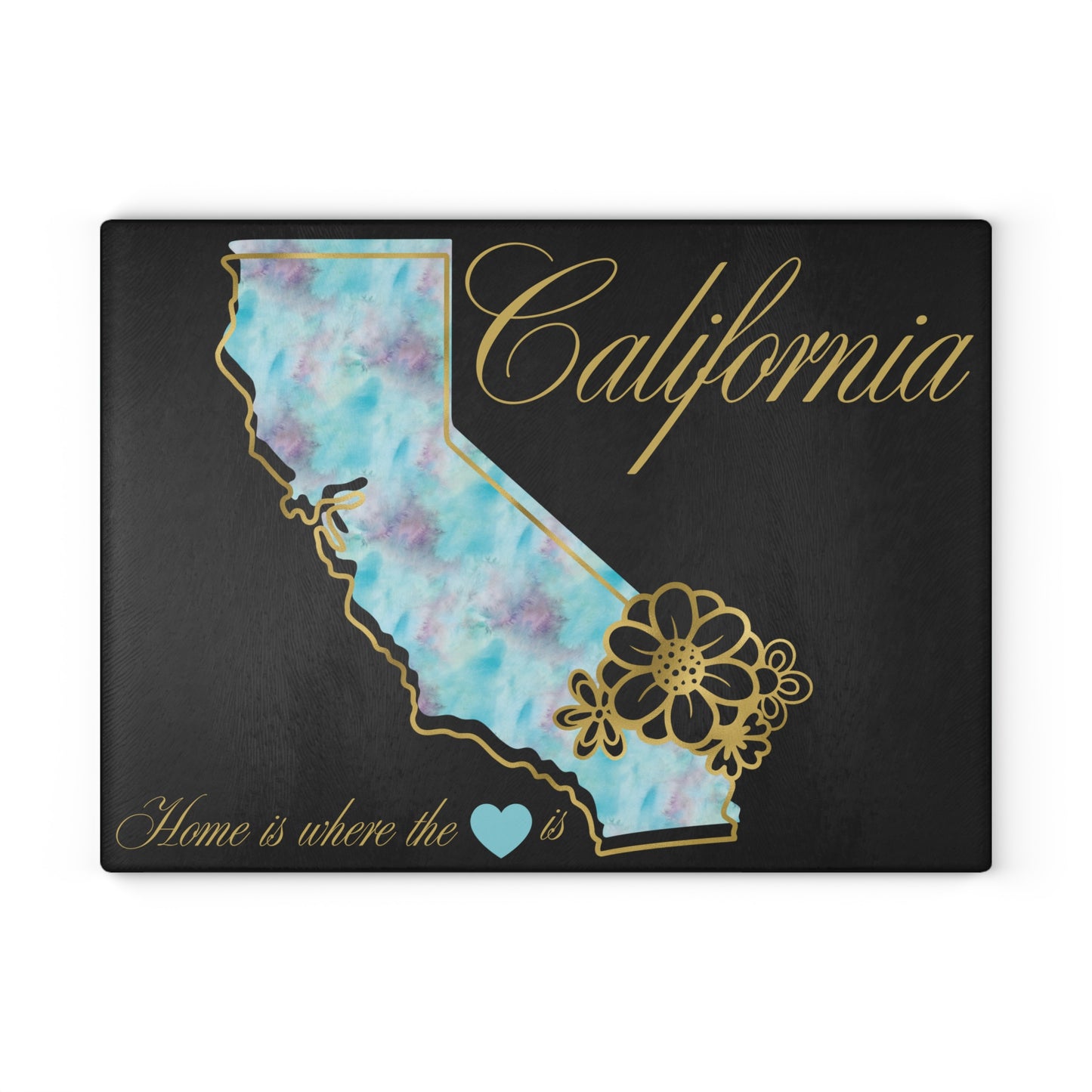 🪷 California Floral State Cutting Board – Watercolor West Coast Elegance for Your Kitchen 🌊