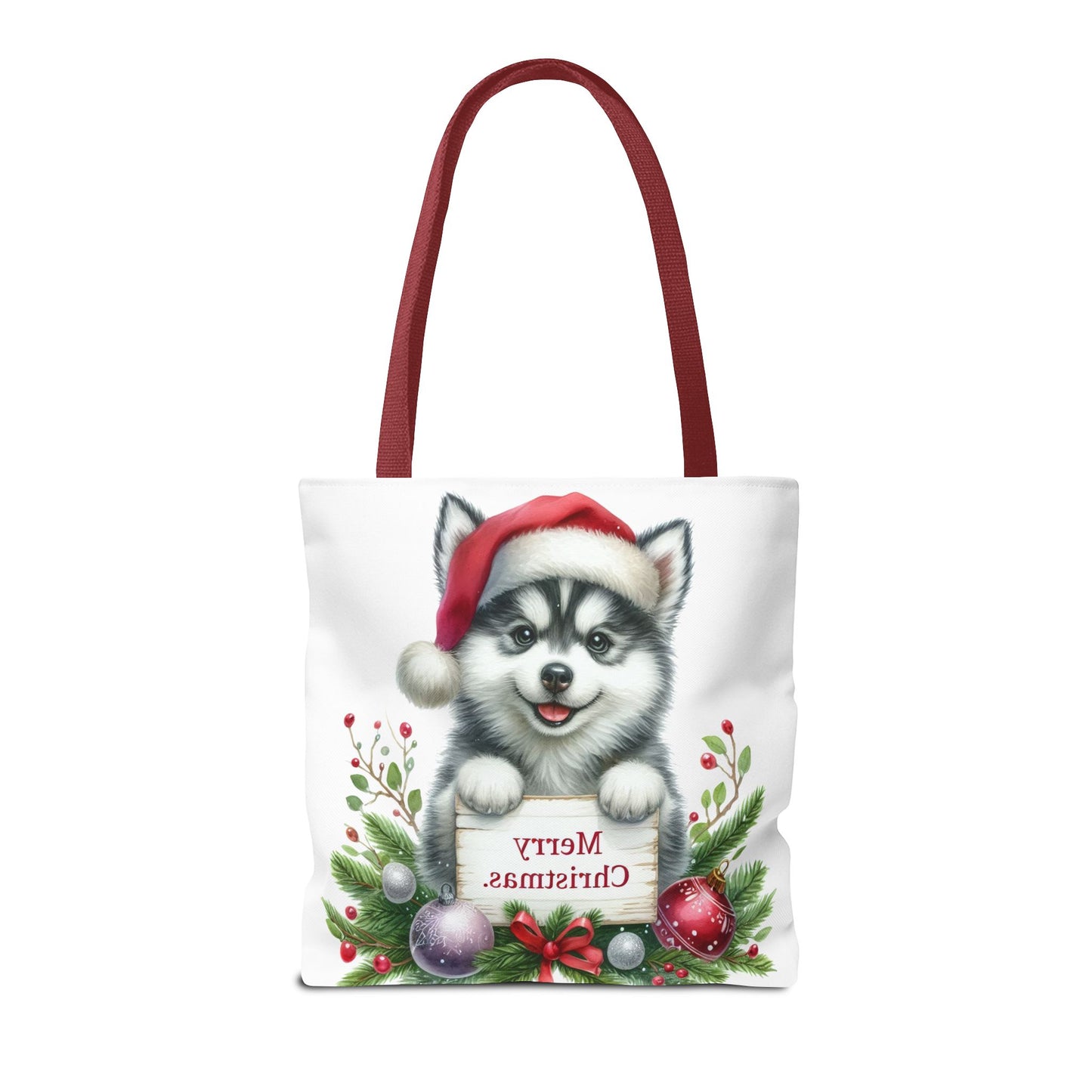 🎁 Husky “Merry Christmas” Tote Bag – Holiday Cuteness You Can Carry 🎄
