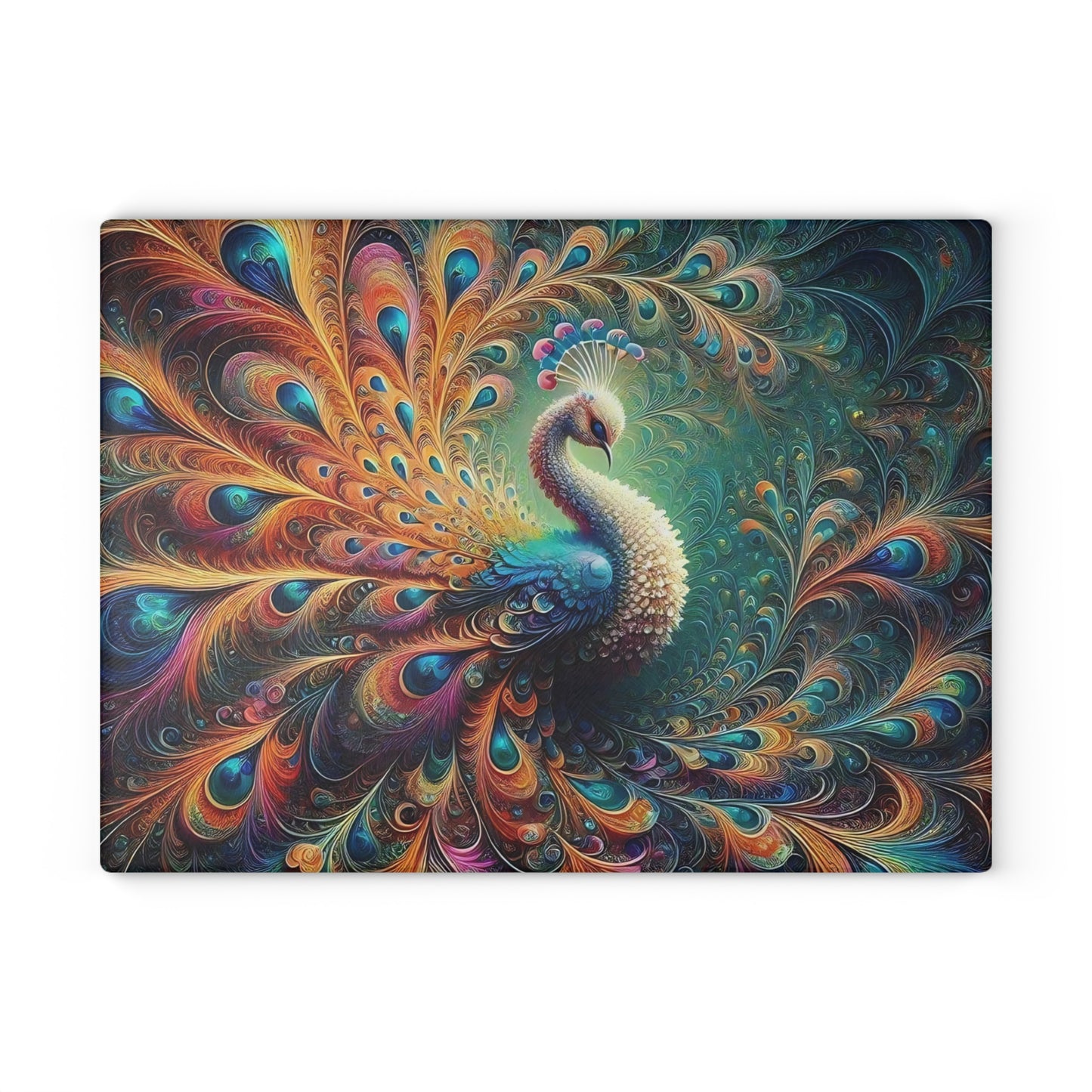 Peacock cutting Board, Tempered Glass Cutting Board, Charcuterie Board, Chopping Board, Housewarming Gift Custom, cutting board