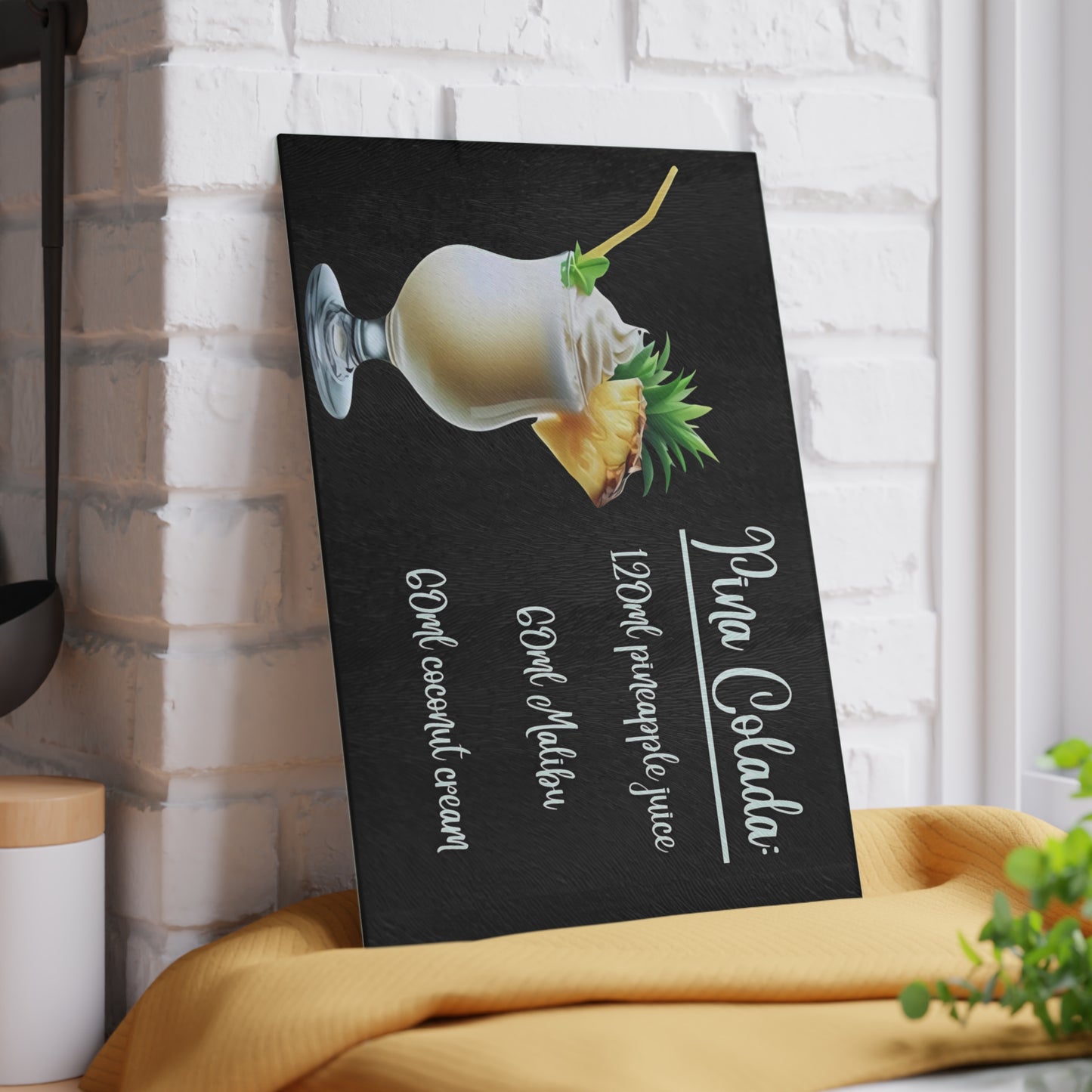 🍍 Piña Colada Recipe Cutting Board – Island Vibes for Your Kitchen or Bar