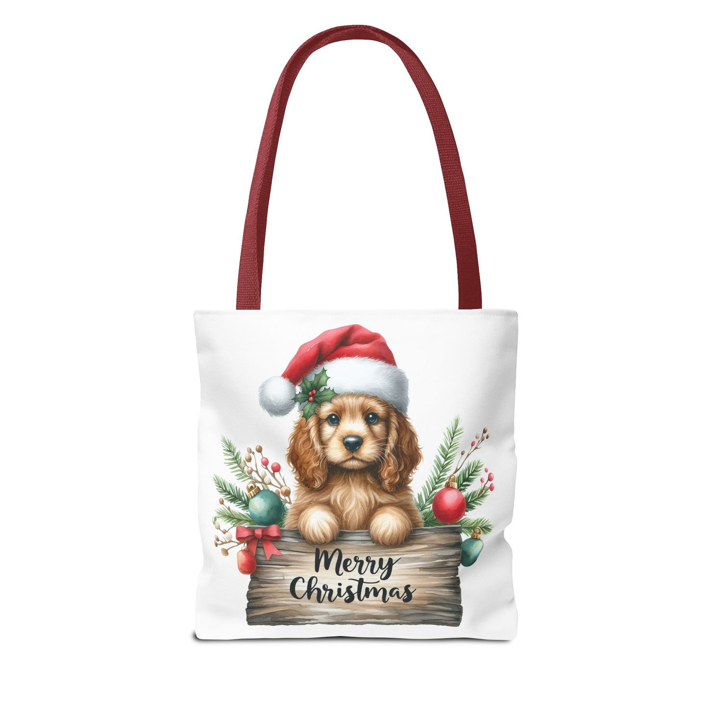 🐶 Cocker Spaniel “Merry Christmas” Tote Bag – Cozy Holiday Charm in Every Stitch 🎄