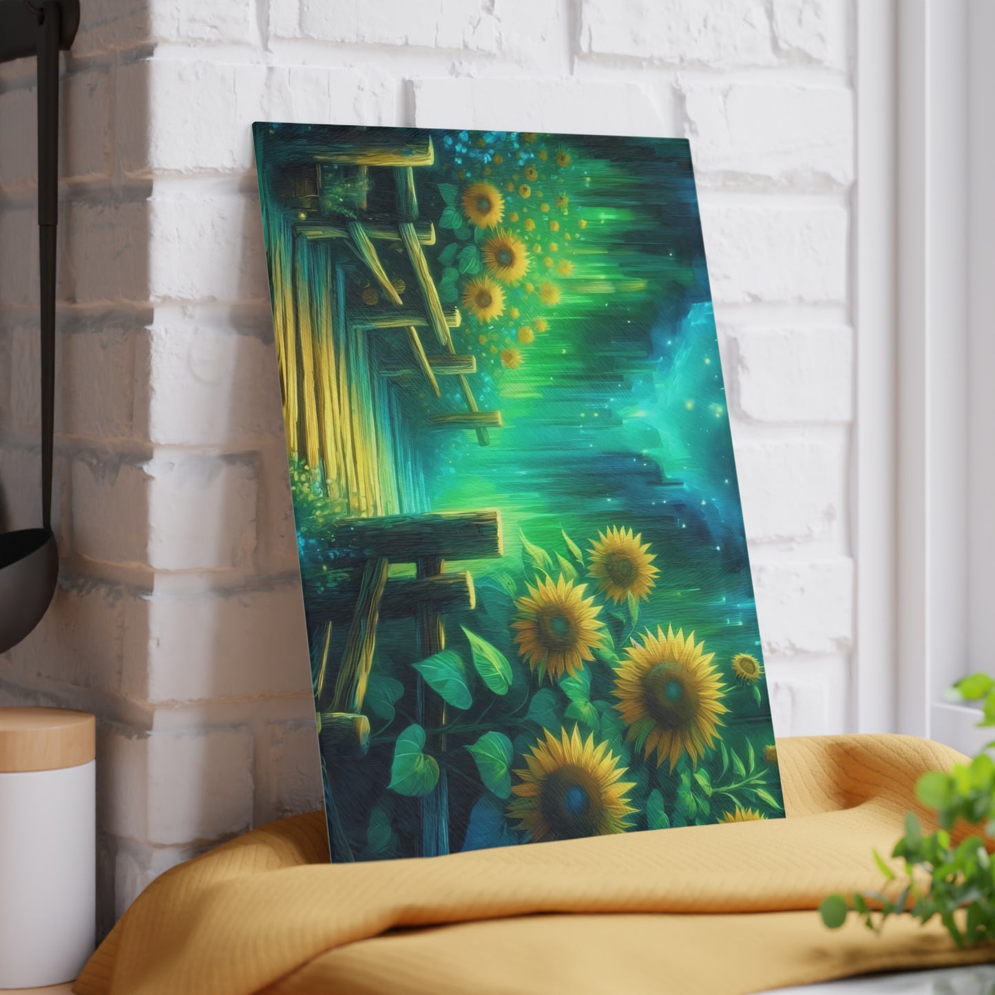 Tabla de cortar de vidrio templado con diseño de girasol: ¡Ilumina tu cocina!