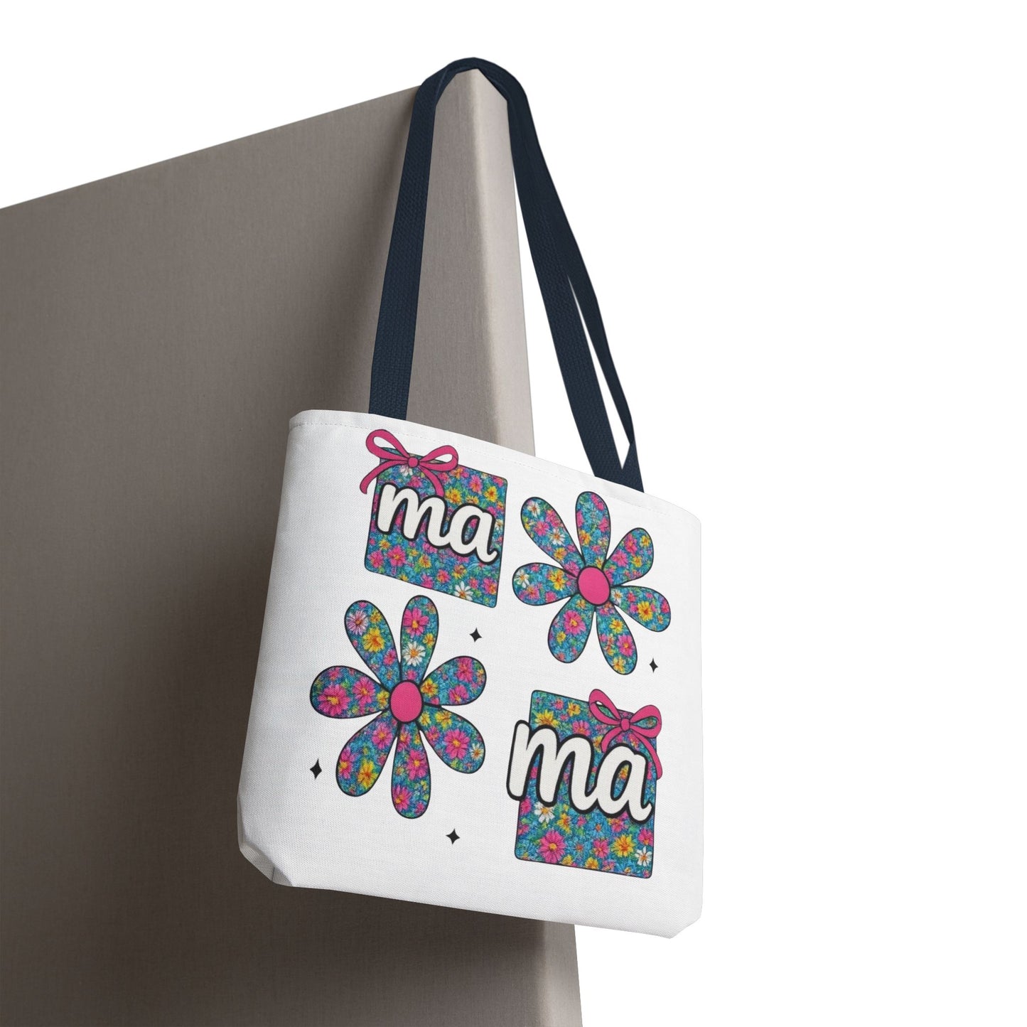 Bolso Tote Floral "ma": Un Accesorio Divertido y Brillante para Mamá