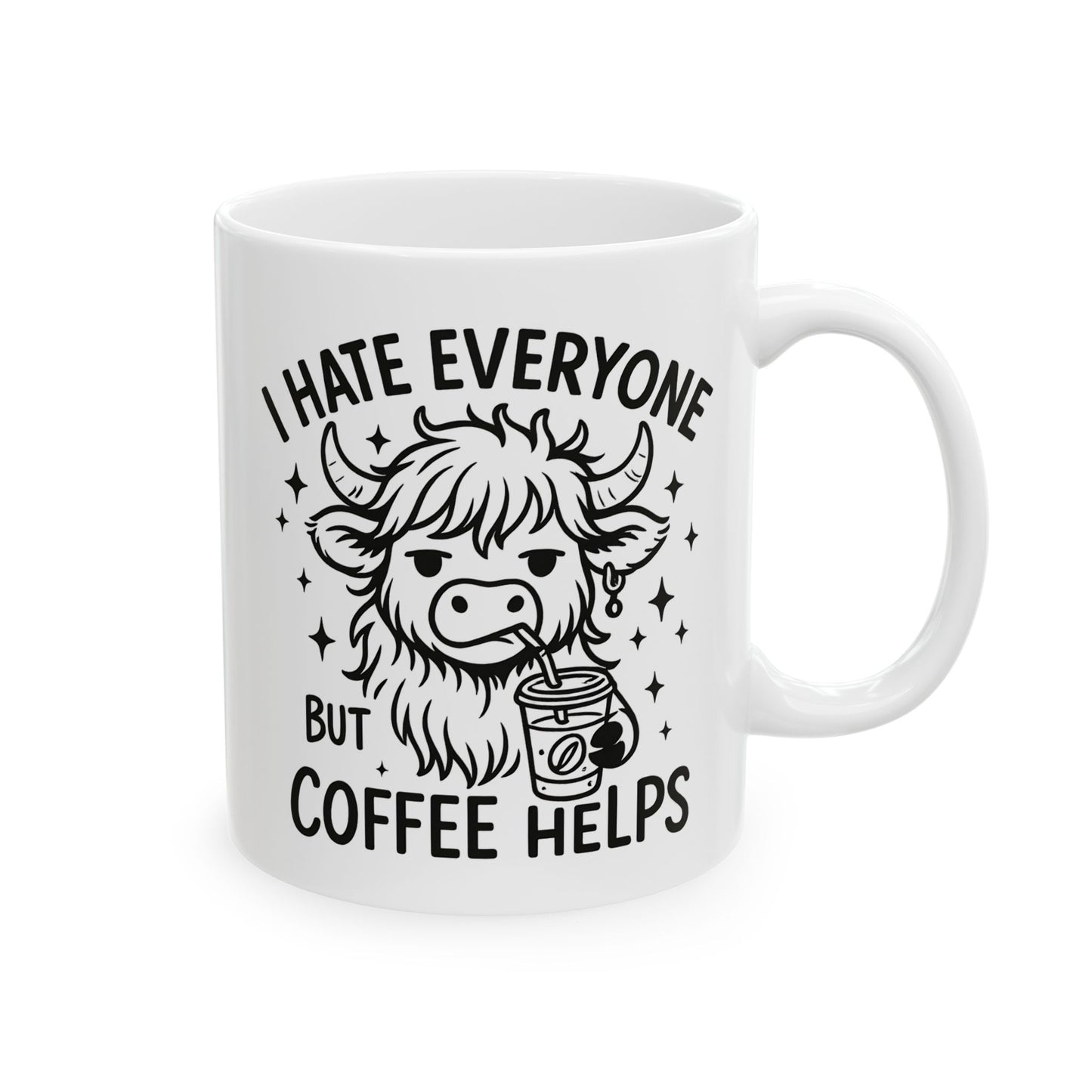 Taza de Vaca Gruñona – “Odio a todos, pero el café ayuda” ☕