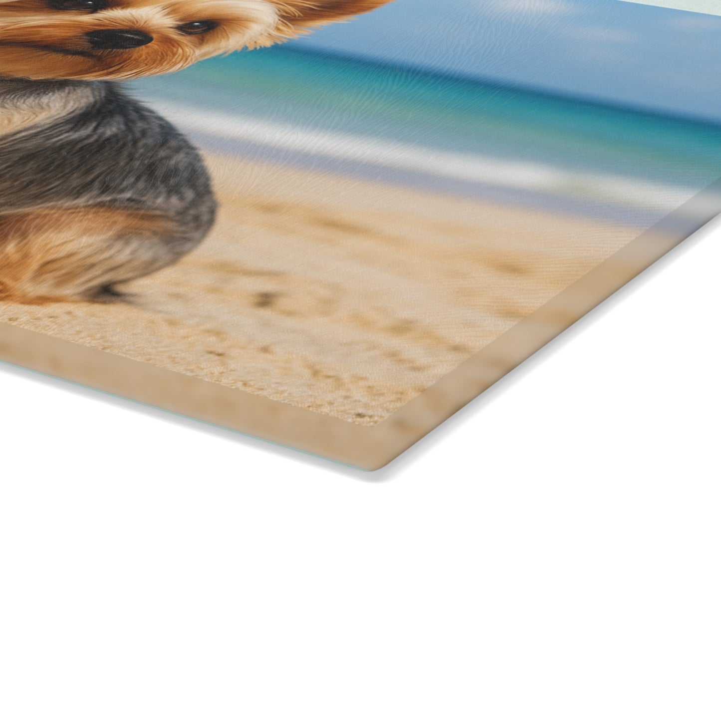 🐾🌊 Yorkie at the Beach Cutting Board – Coastal Charm for Dog Lovers 🐕