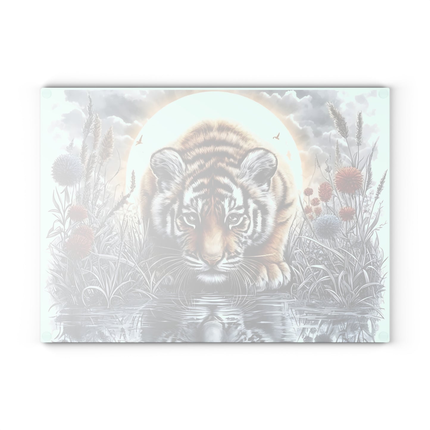 🐯 Reflective Baby Tiger Cutting Board – Fierce Cuteness with Artistic Flair
