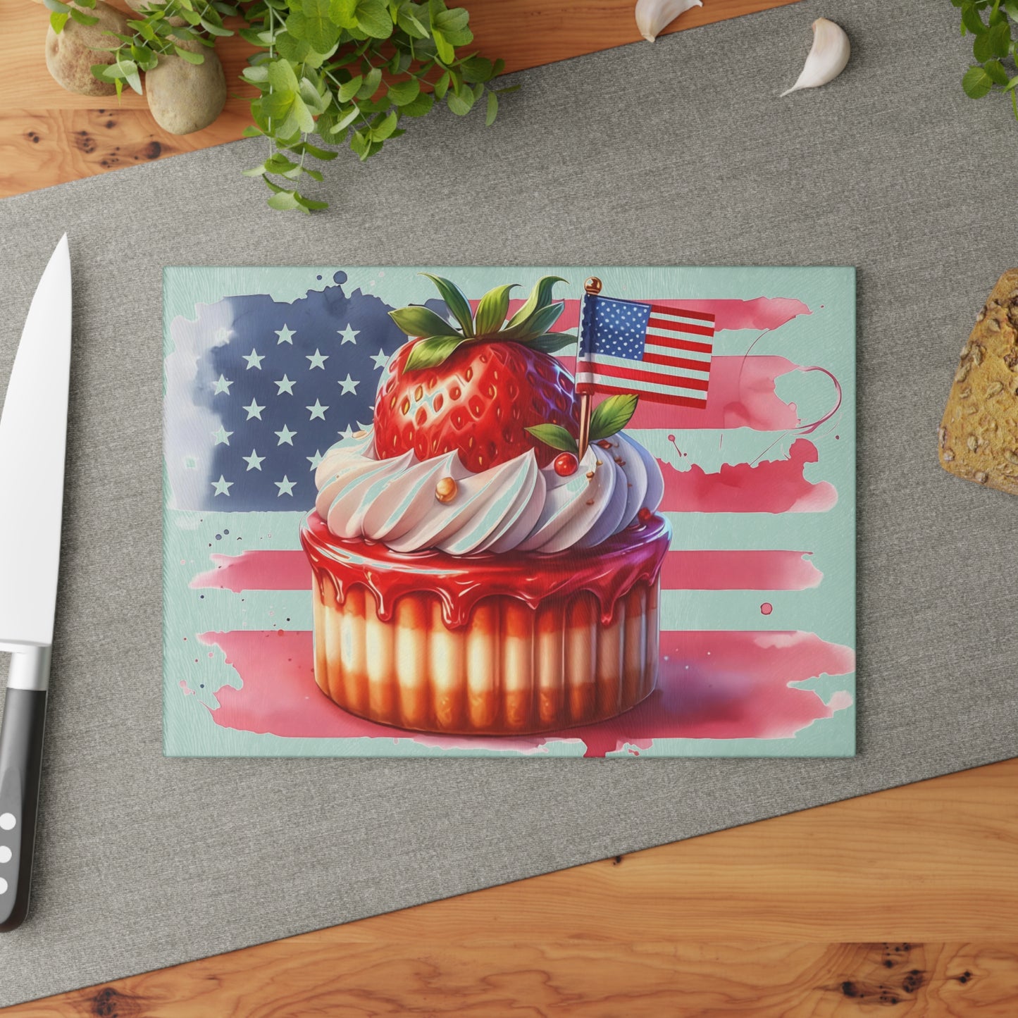 Tabla de cortar de vidrio para postres del 4 de julio: un dulce estilo patriótico para celebraciones de verano