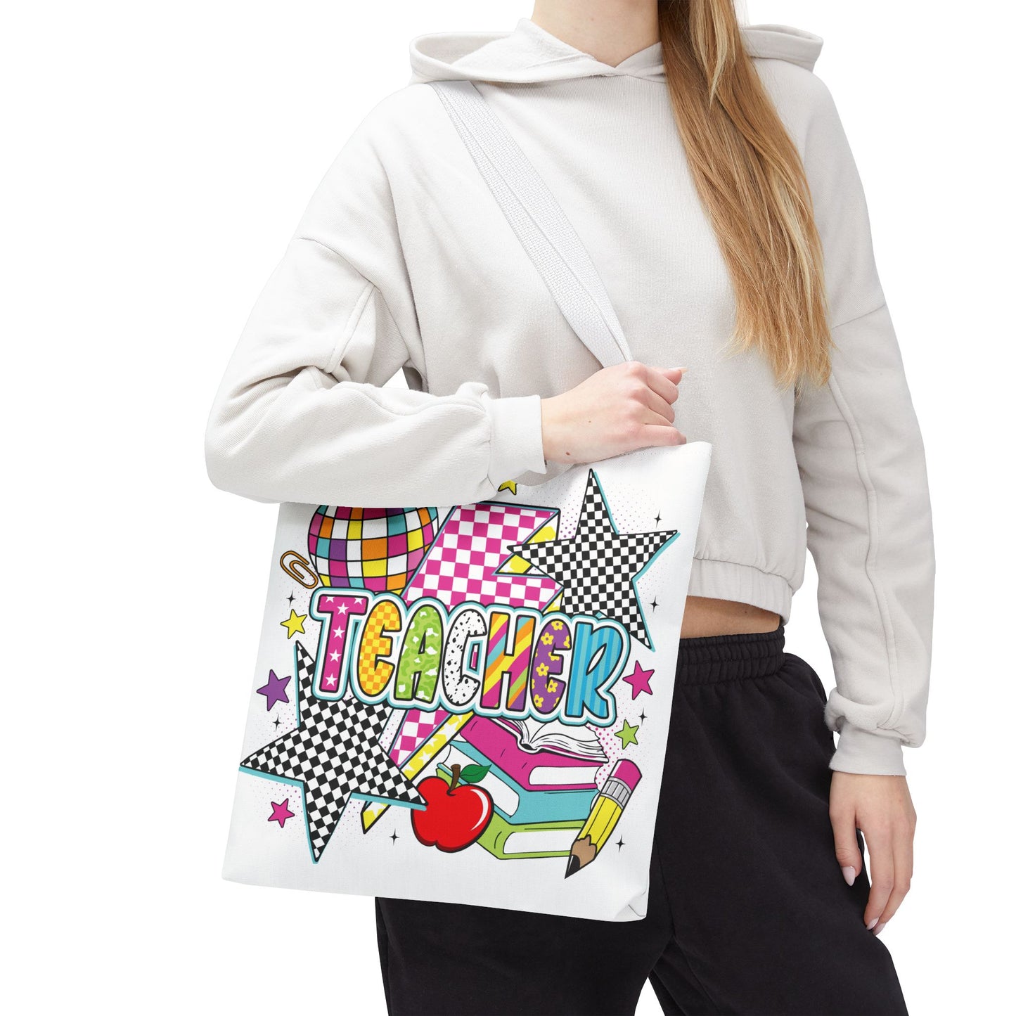 🌟 Bright Teacher Stars Tote – Bold Style for the Best in Class 🍎