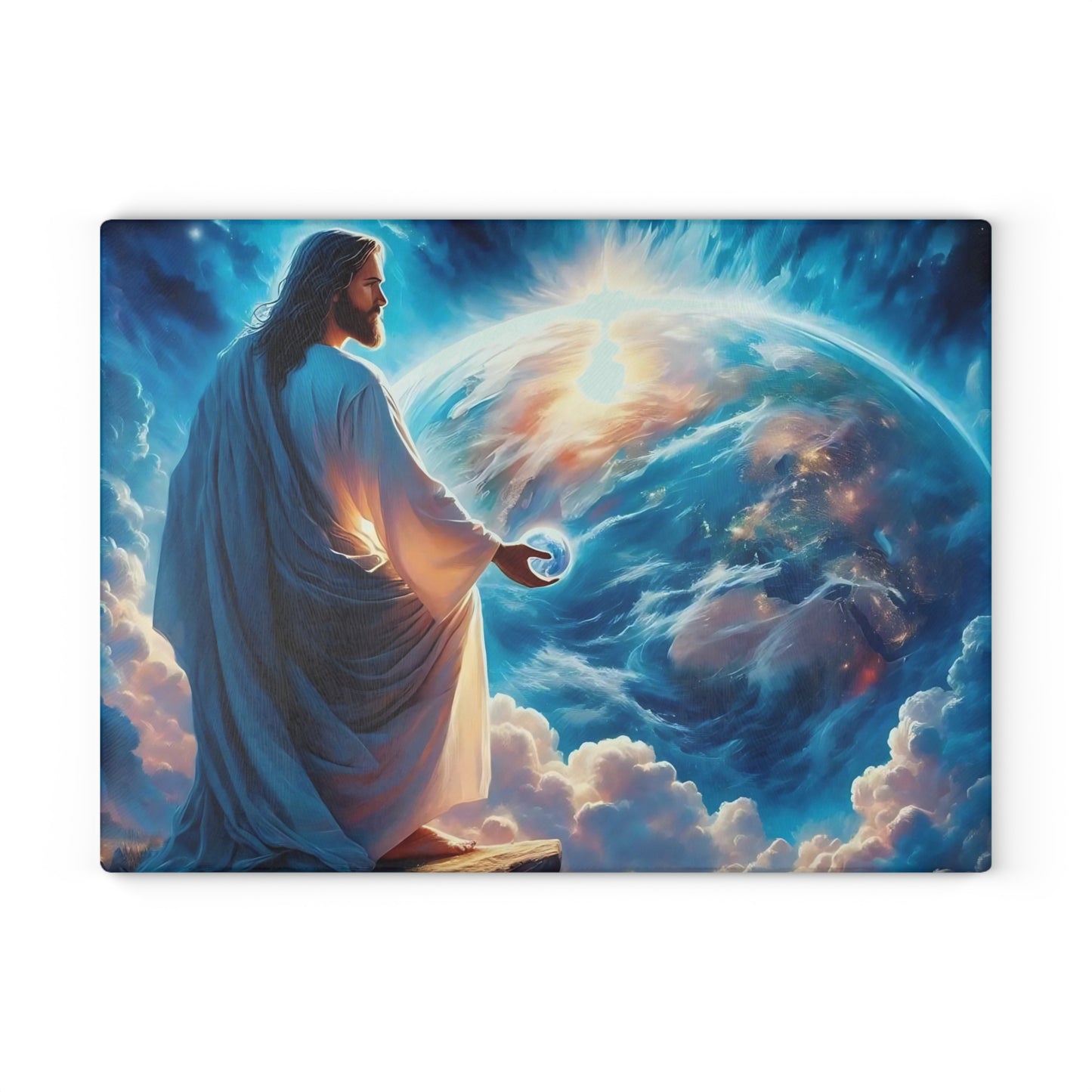 Tabla de cortar de Jesús, tabla de charcutería, tabla de cortar única, tabla de cortar de vidrio templado, regalo de inauguración de la casa, tabla de cortar personalizada