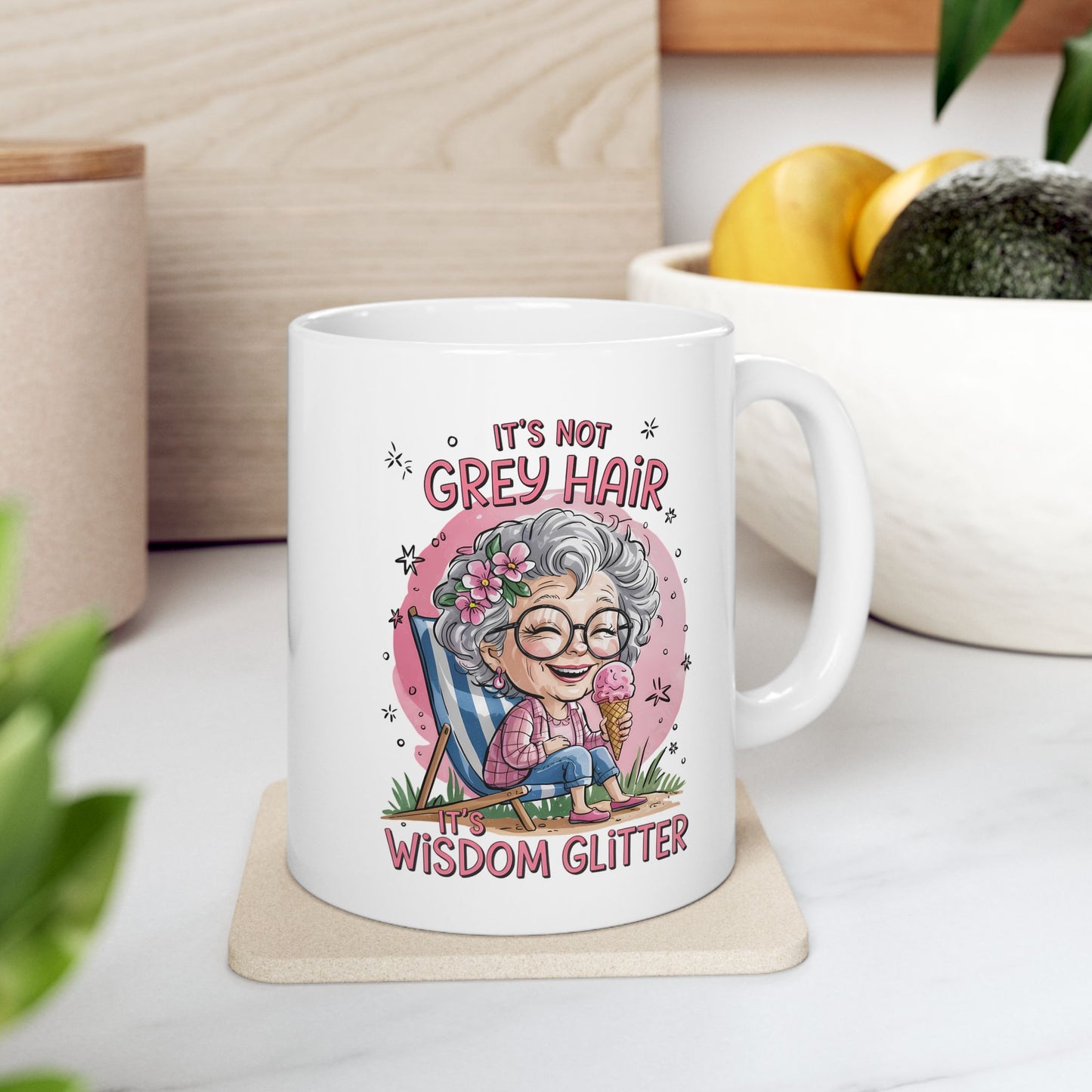 🌸 No son canas, son purpurina de sabiduría: una taza de café divertida y empoderadora para abuelas 💖