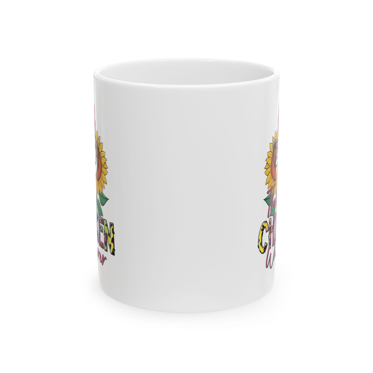 Taza de El Susurrador de Pollos: Estilo rústico divertido con girasoles