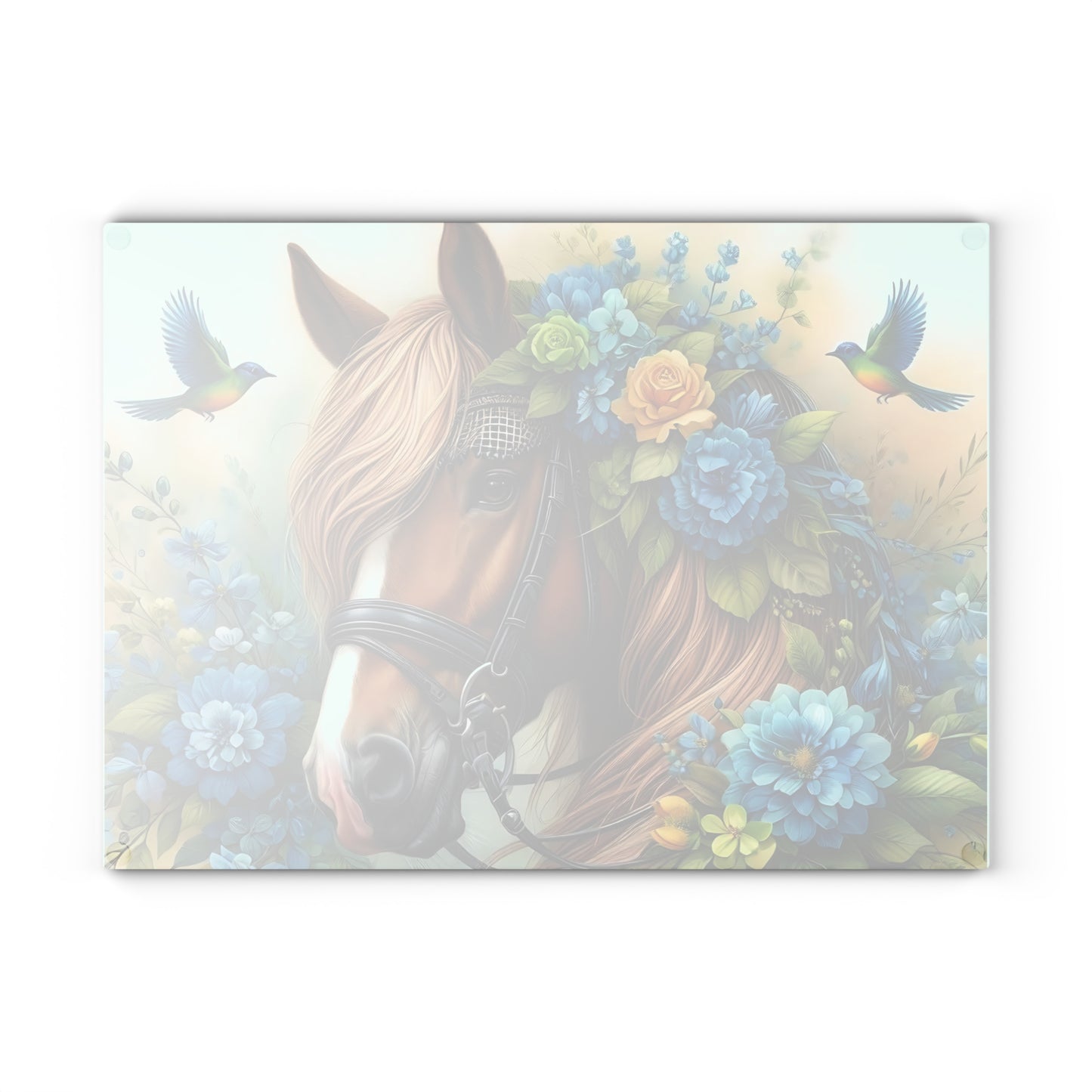 Hermosa tabla de cortar de caballo, tabla de cortar de vidrio templado, tabla de charcutería, tabla de cortar, regalo de inauguración de la casa, tabla de cortar personalizada