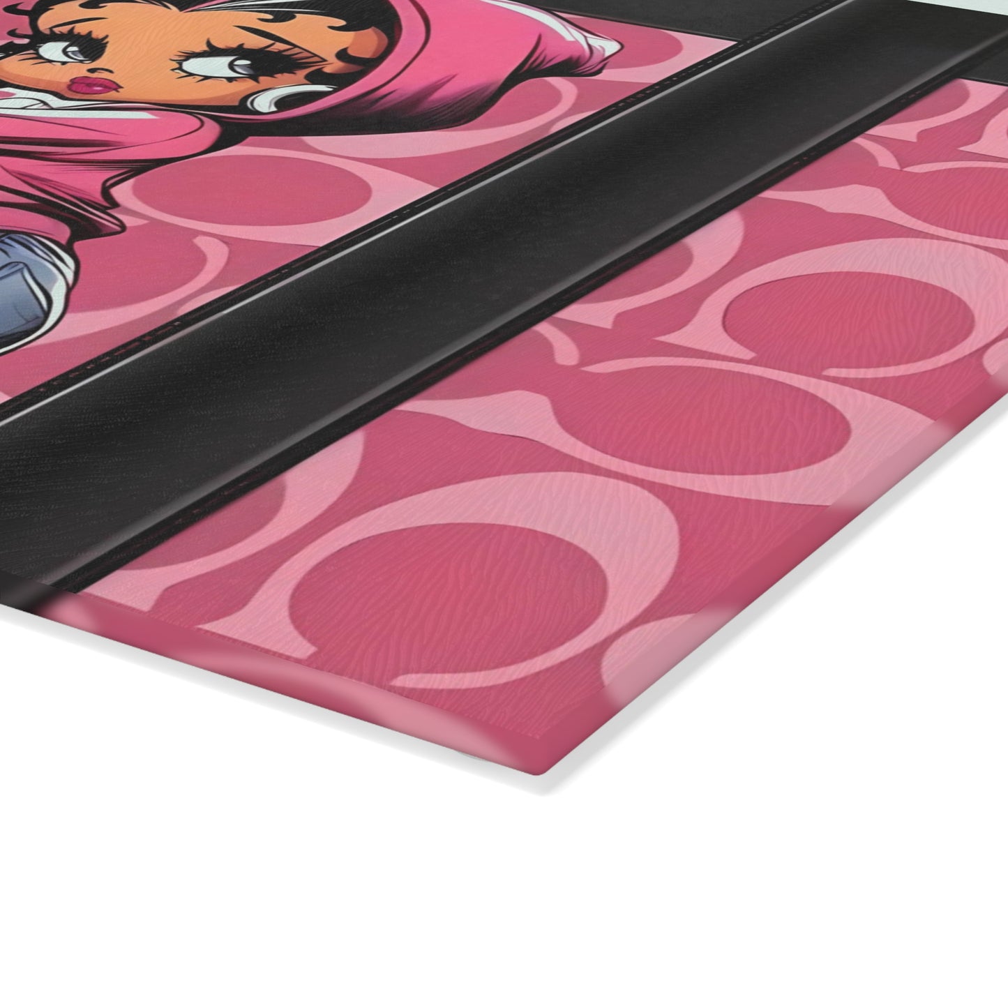 Tabla de cortar rosa retro chic: elegante decoración de cocina de vidrio con estilo urbano