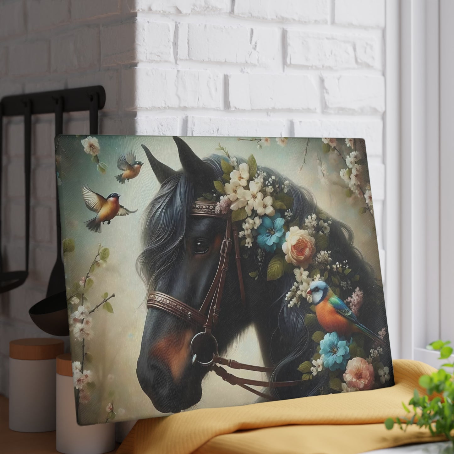 Tabla de cortar de caballo marrón Tabla de cortar de vidrio templado Tabla de charcutería Tabla de cortar Regalo de inauguración de la casa Tabla de cortar personalizada