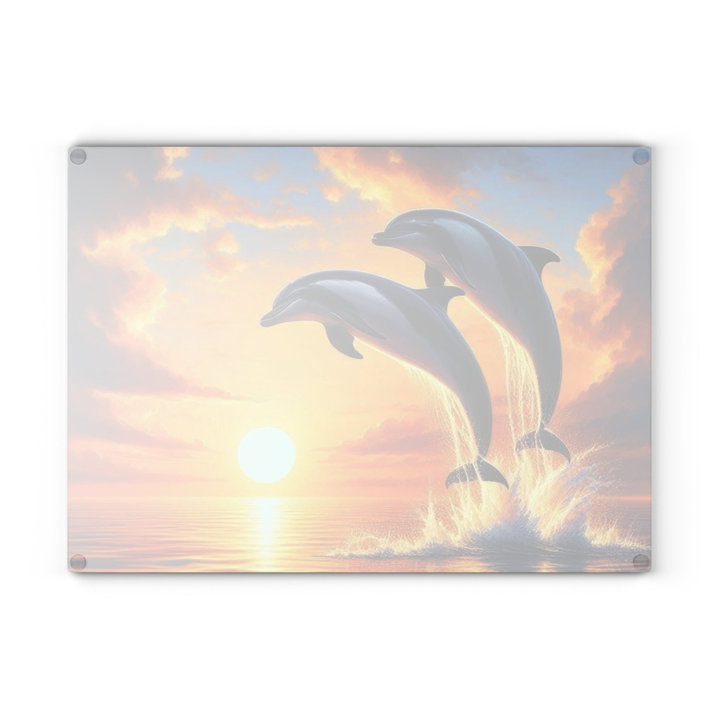 Tabla de cortar con forma de delfín, decoración de casa de playa, tabla de cortar de vidrio templado, amantes del océano, amantes del atardecer, regalo para amantes de los delfines, tabla de charcutería.