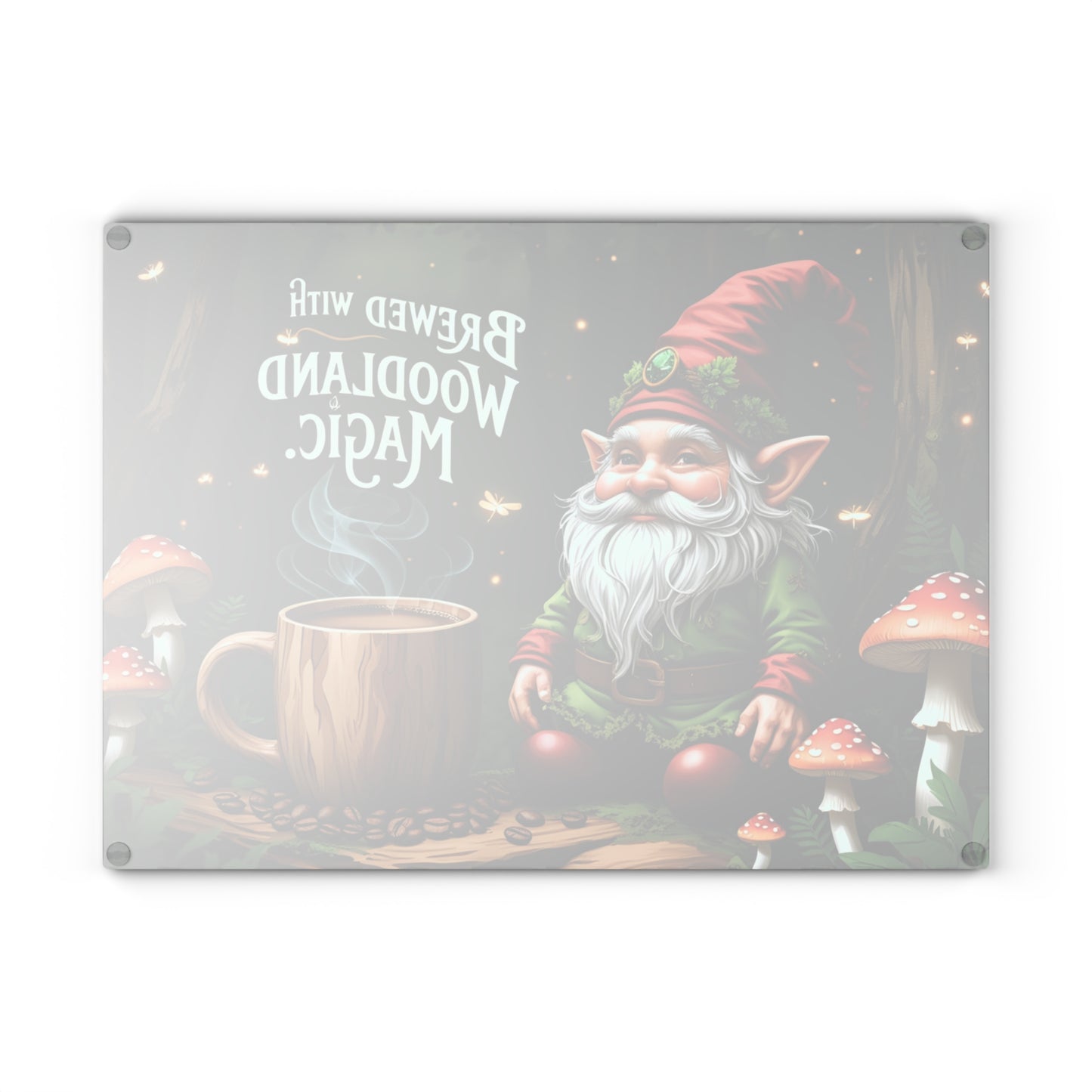 🍄☕ Brewed with Woodland Magic Gnome Cutting Board – Enchant Your Kitchen 🍄☕