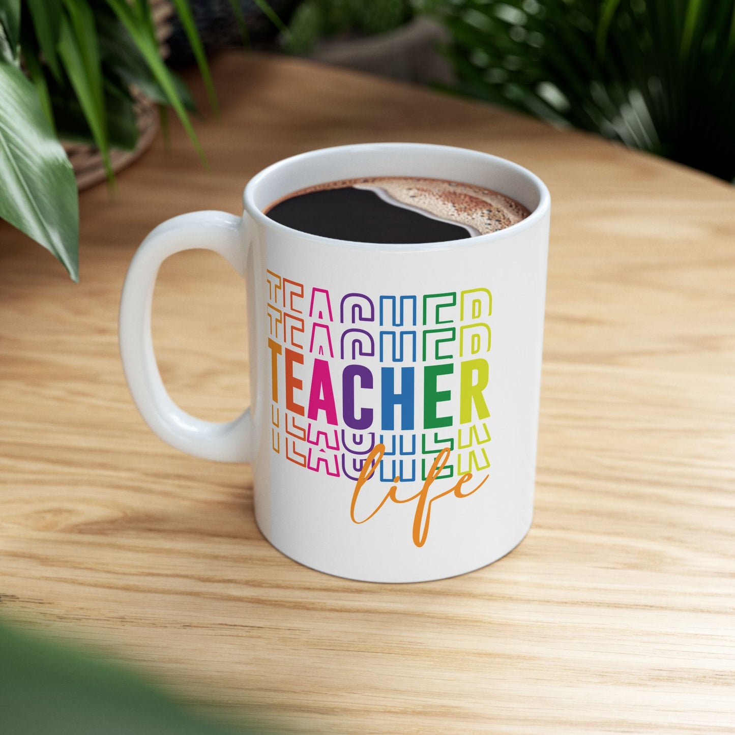 🍎 Teacher Life Rainbow Mug – Bold, Bright & Perfect for Educators 🌈☕