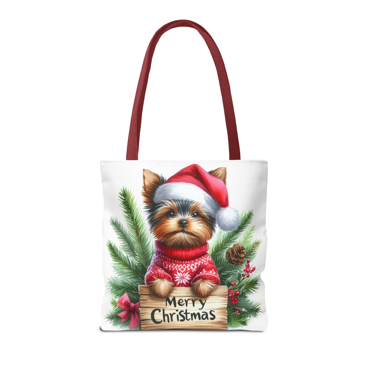 📦🐶 Yorkie Christmas Tote Bag – Tiny Terrier Holiday Charm in Every Carry 🎄
