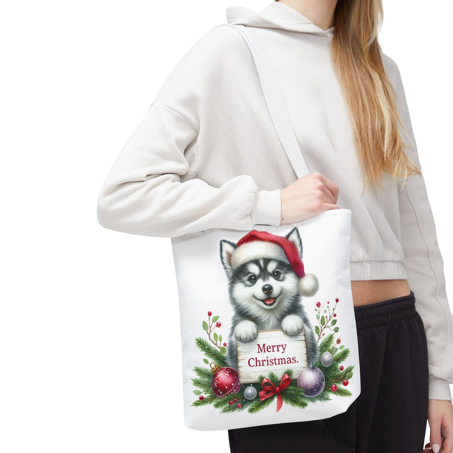 🎁 Husky “Merry Christmas” Tote Bag – Holiday Cuteness You Can Carry 🎄