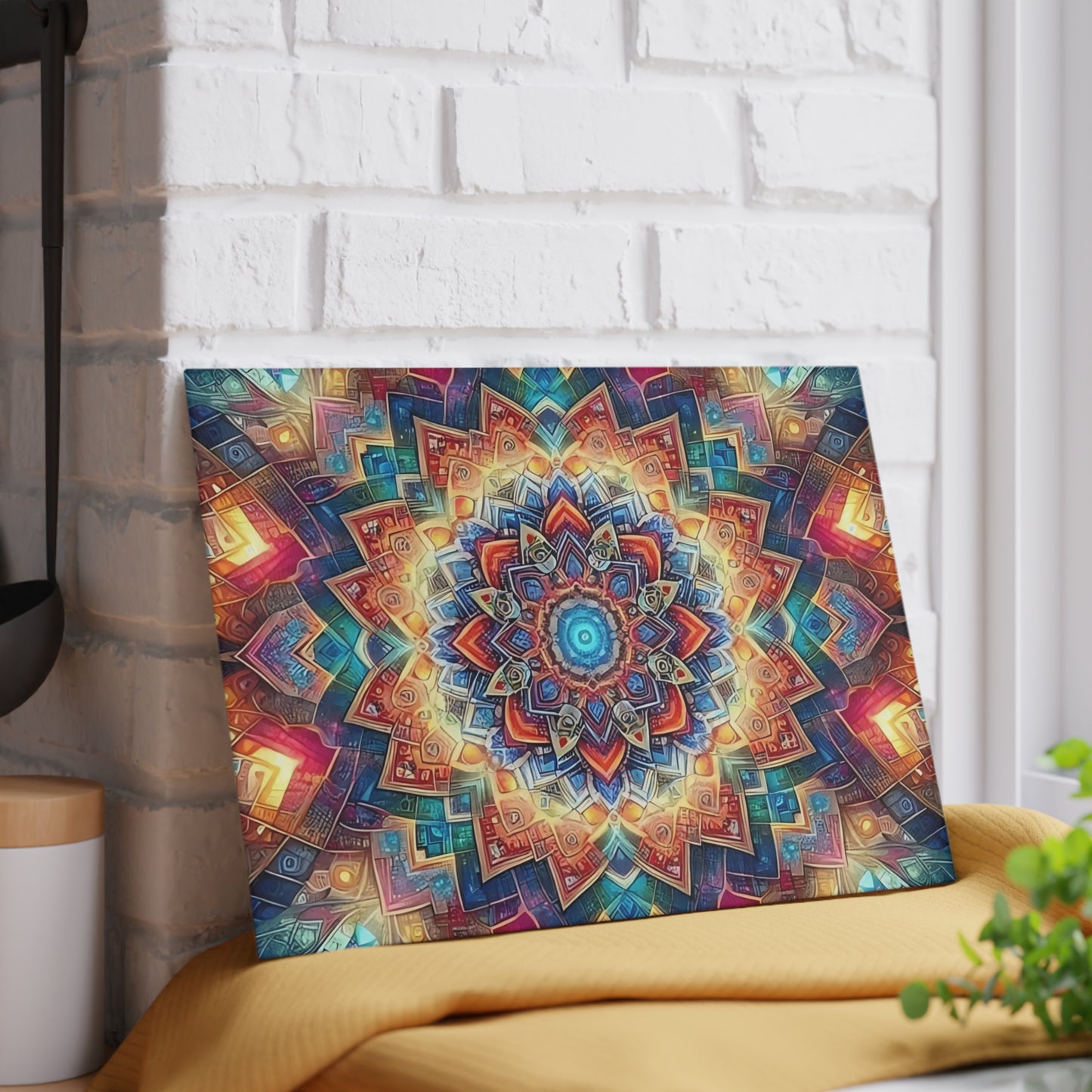 Tabla de cortar de vidrio templado con arte abstracto | Decoración de cocina moderna | Pieza de exhibición artística