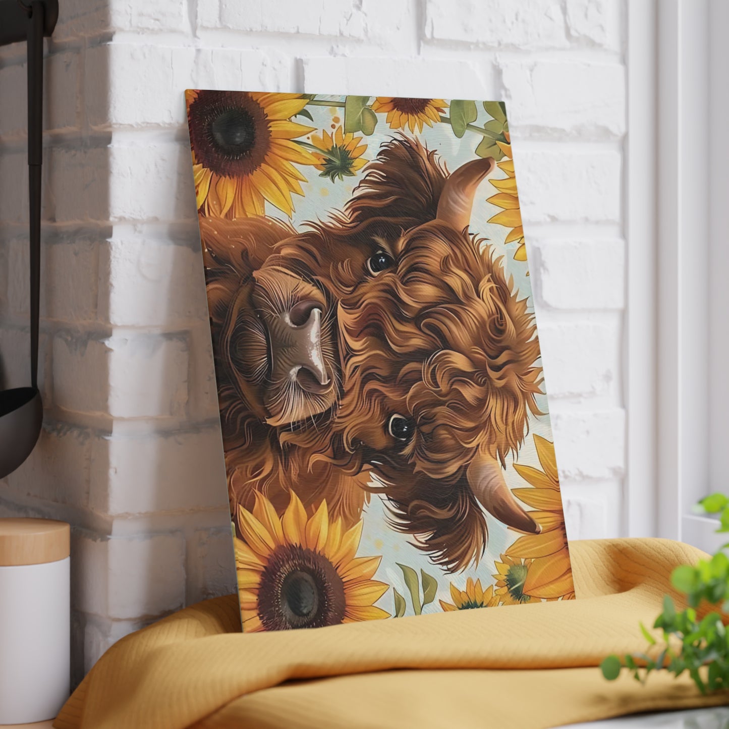 Tabla de cortar de vaca, tabla de cortar de vidrio templado, tabla de charcutería, tabla de cortar, regalo de inauguración de la casa, tabla de cortar personalizada, vaca de las Tierras Altas