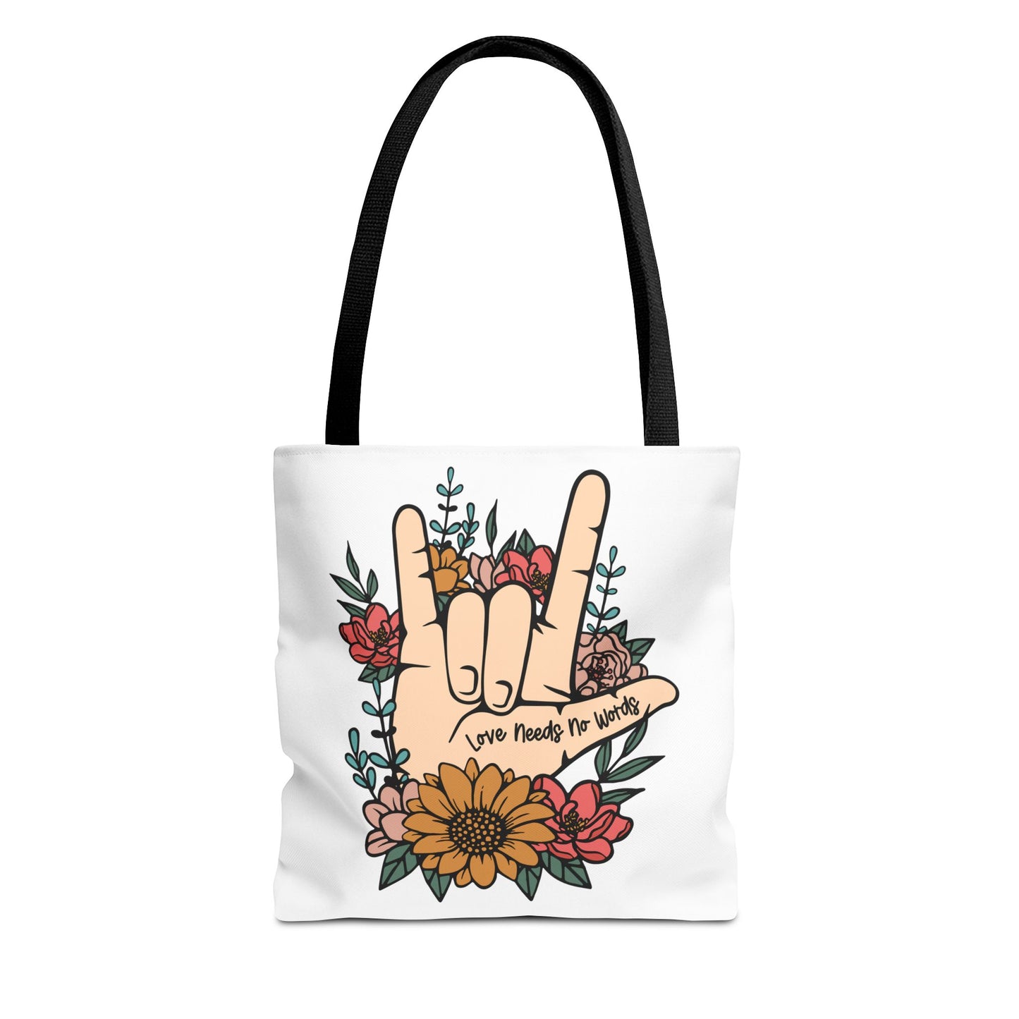 Bolsa de tela con gesto de "Te amo" en ASL (siglas en inglés)