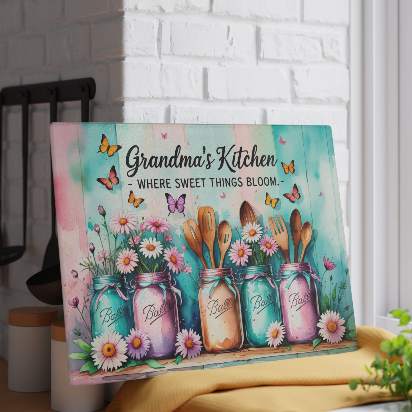 🌸 Grandma’s Kitchen Cutting Board – Where Sweet Things Bloom