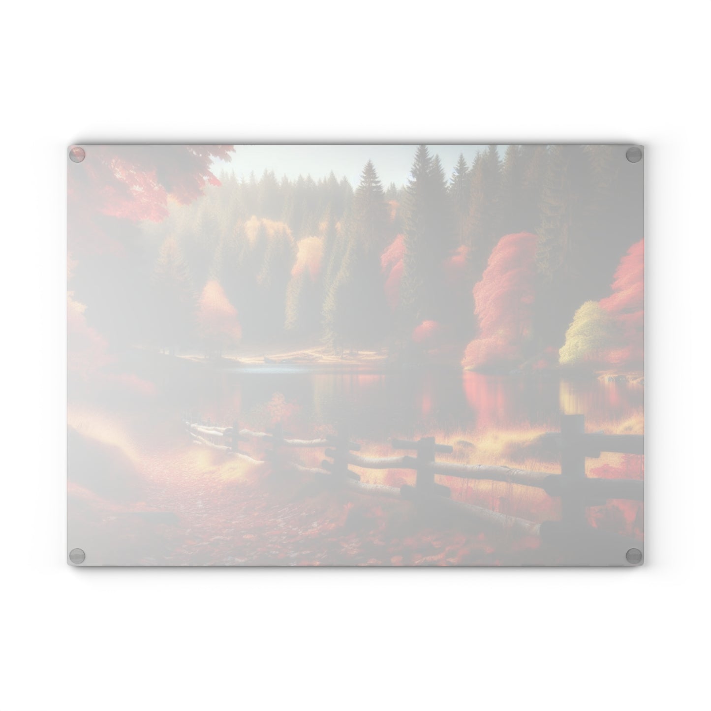 🍁 Autumn Lake Cutting Board – Peaceful Path & Golden Leaves for Your Kitchen