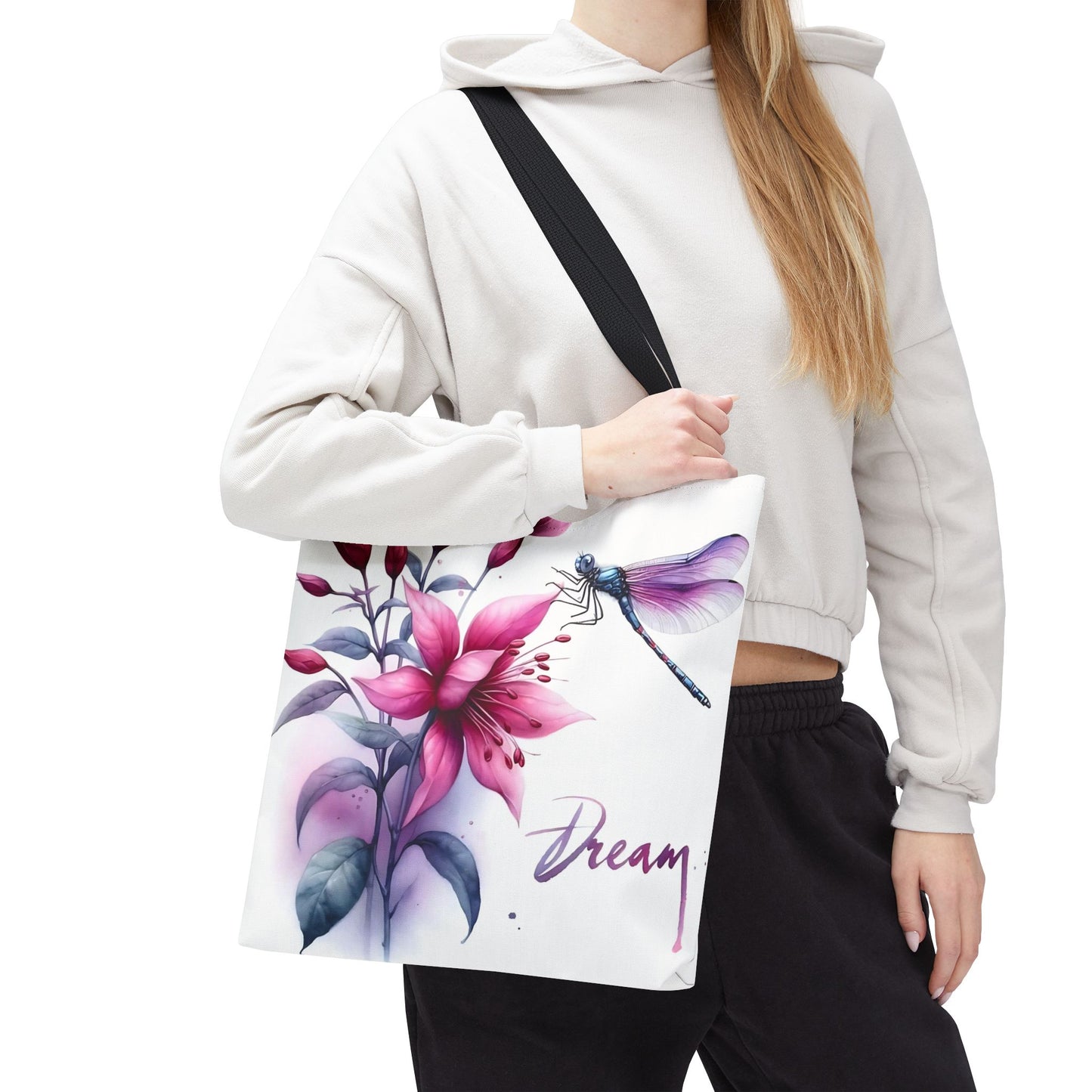 Bolso tote floral "Dream" con detalle de libélula: un bolso de mano inspirador y elegante