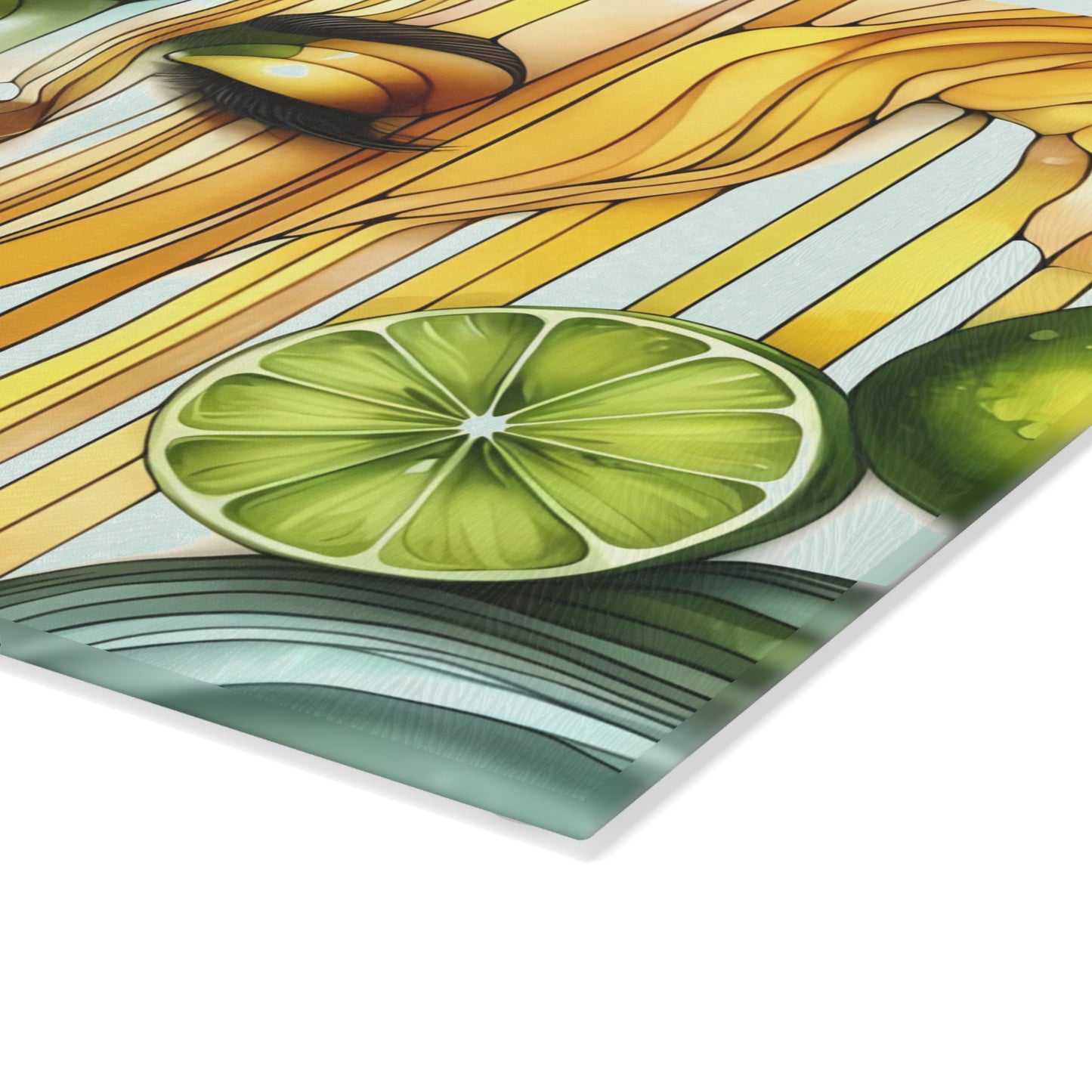 Tabla de cortar de vidrio con diseño de diosa de limón y lima: audaz, hermosa y refrescantemente única