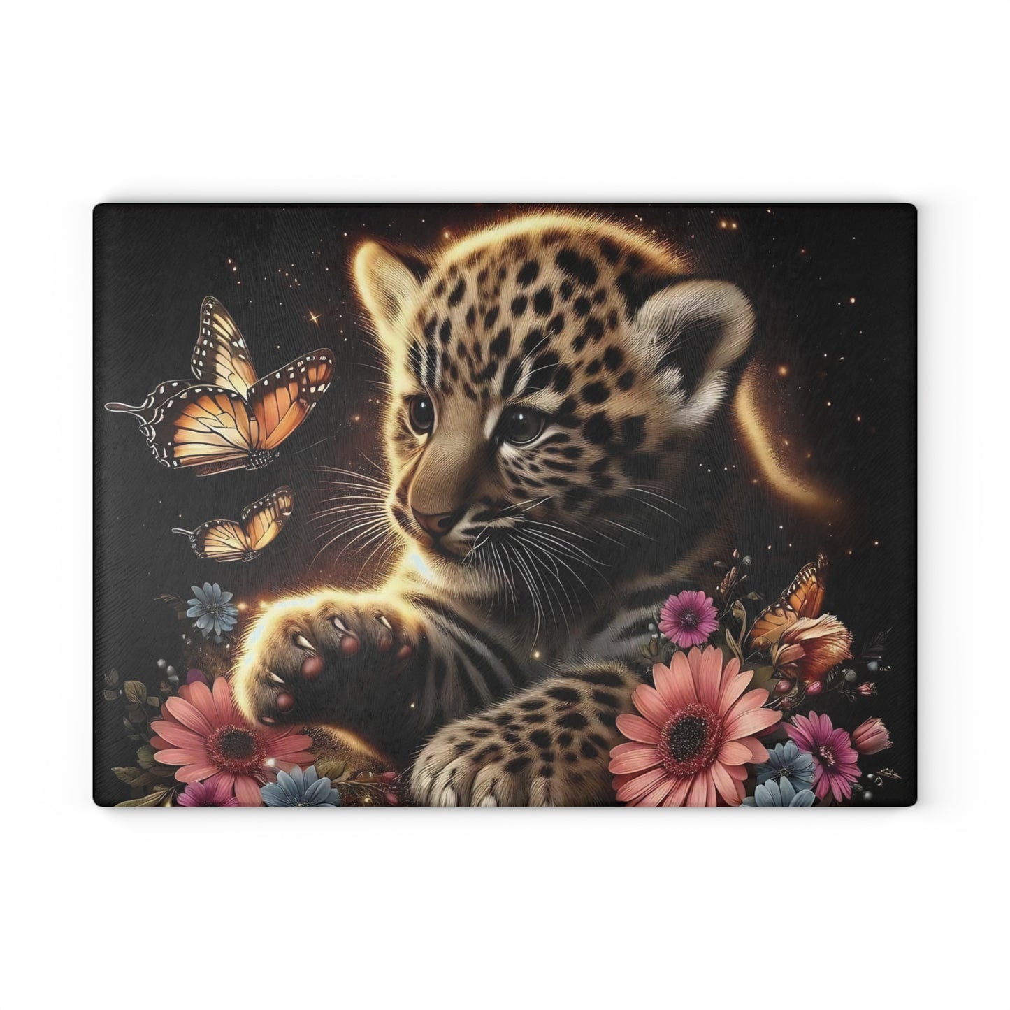 🐆 Baby Leopard & Butterflies Cutting Board – Gentle Jungle Charm for Your Kitchen 🌸🦋
