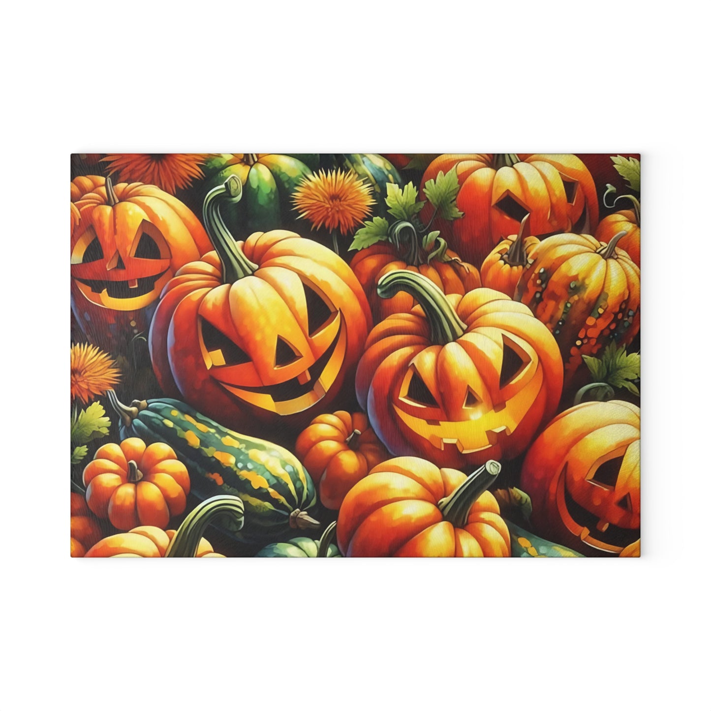 🎃🕸️ Jack-O’-Lantern Pumpkin Patch Cutting Board – Spooky & Festive Kitchen Charm 🧡🖤
