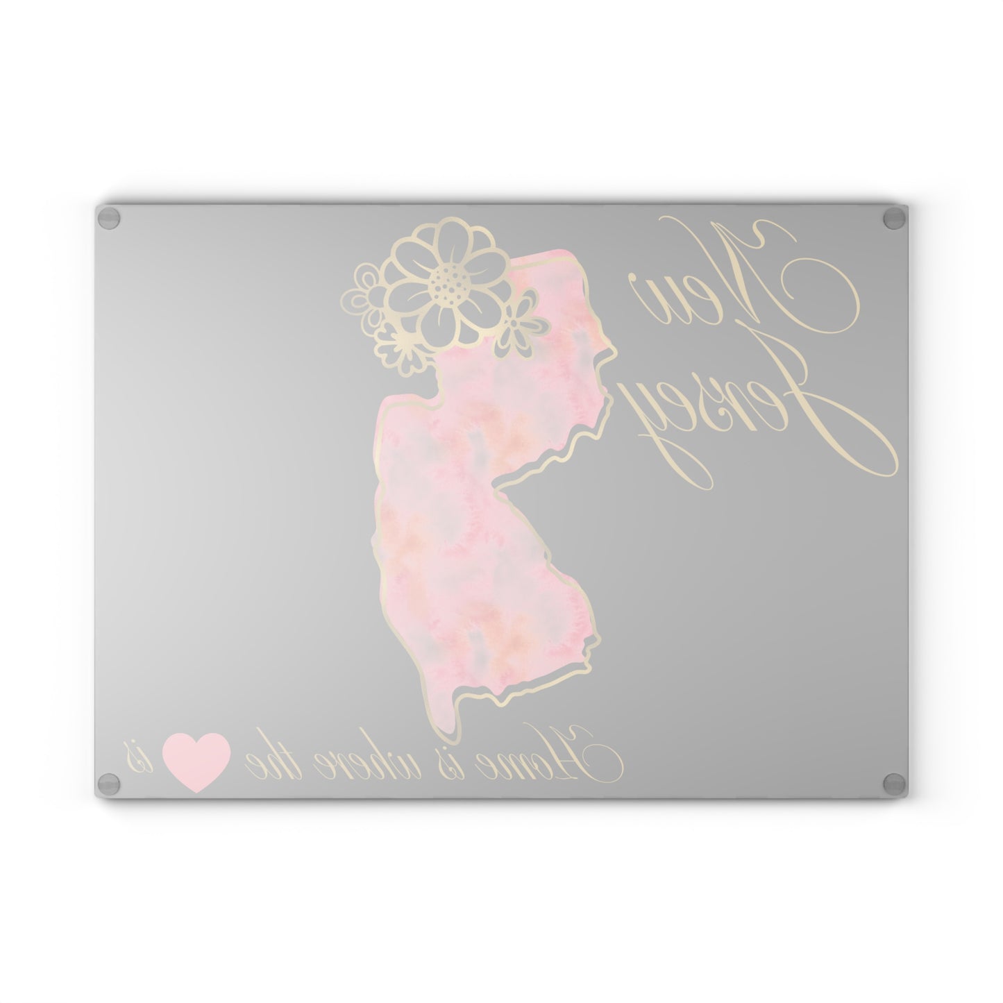 🌸 New Jersey State Cutting Board – Watercolor Warmth Meets Elegant Home Charm