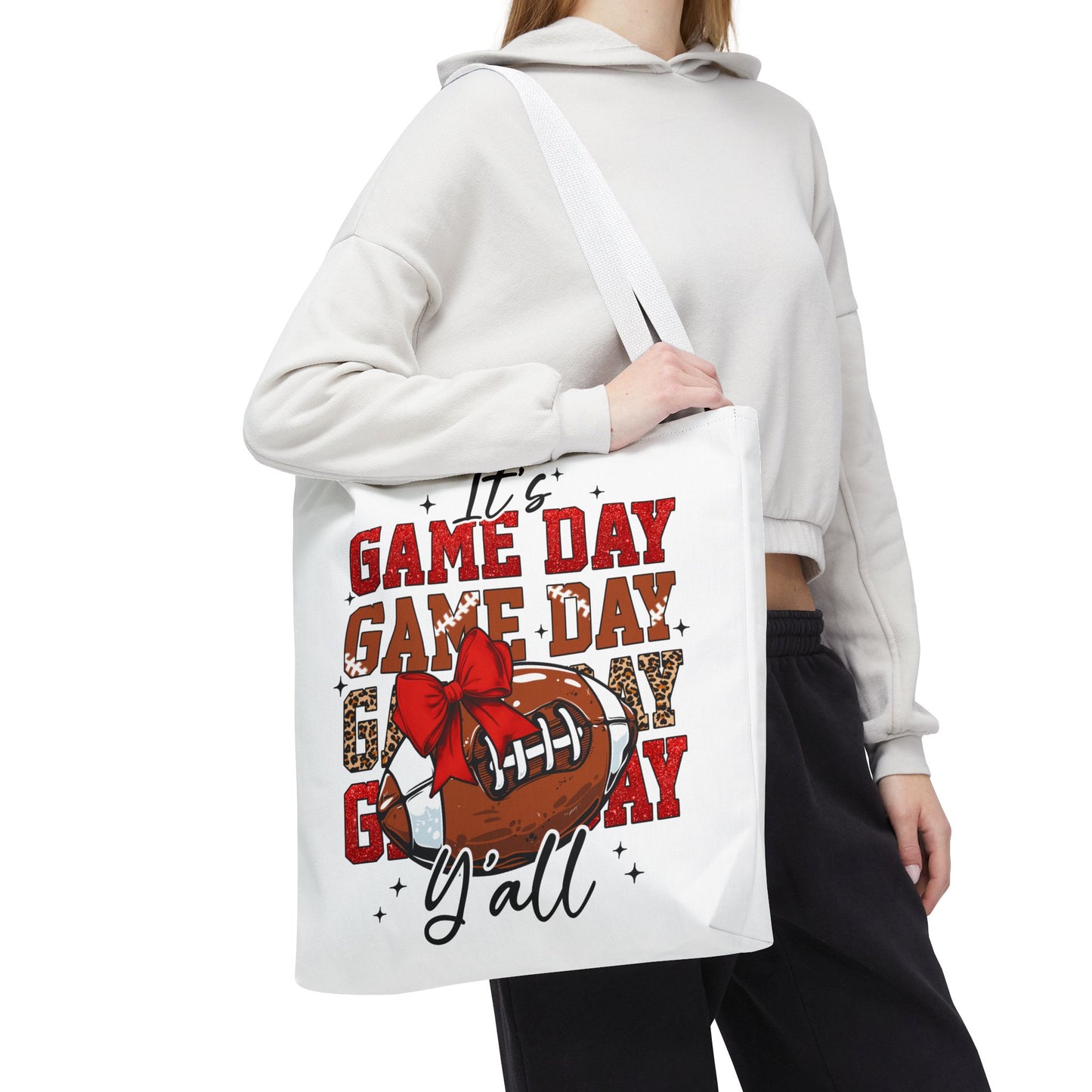 🏈 Game Day Red Bow Football Tote Bag – Sporty, Stylish, and Ready for Kickoff 🎀👜