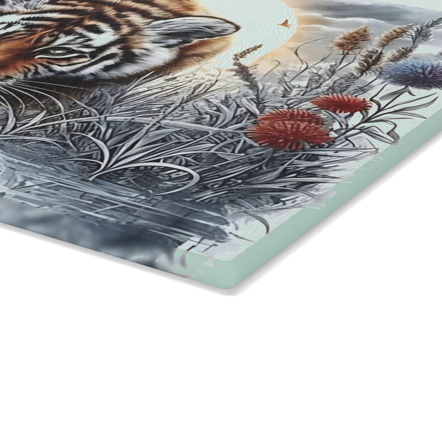 🐯 Reflective Baby Tiger Cutting Board – Fierce Cuteness with Artistic Flair